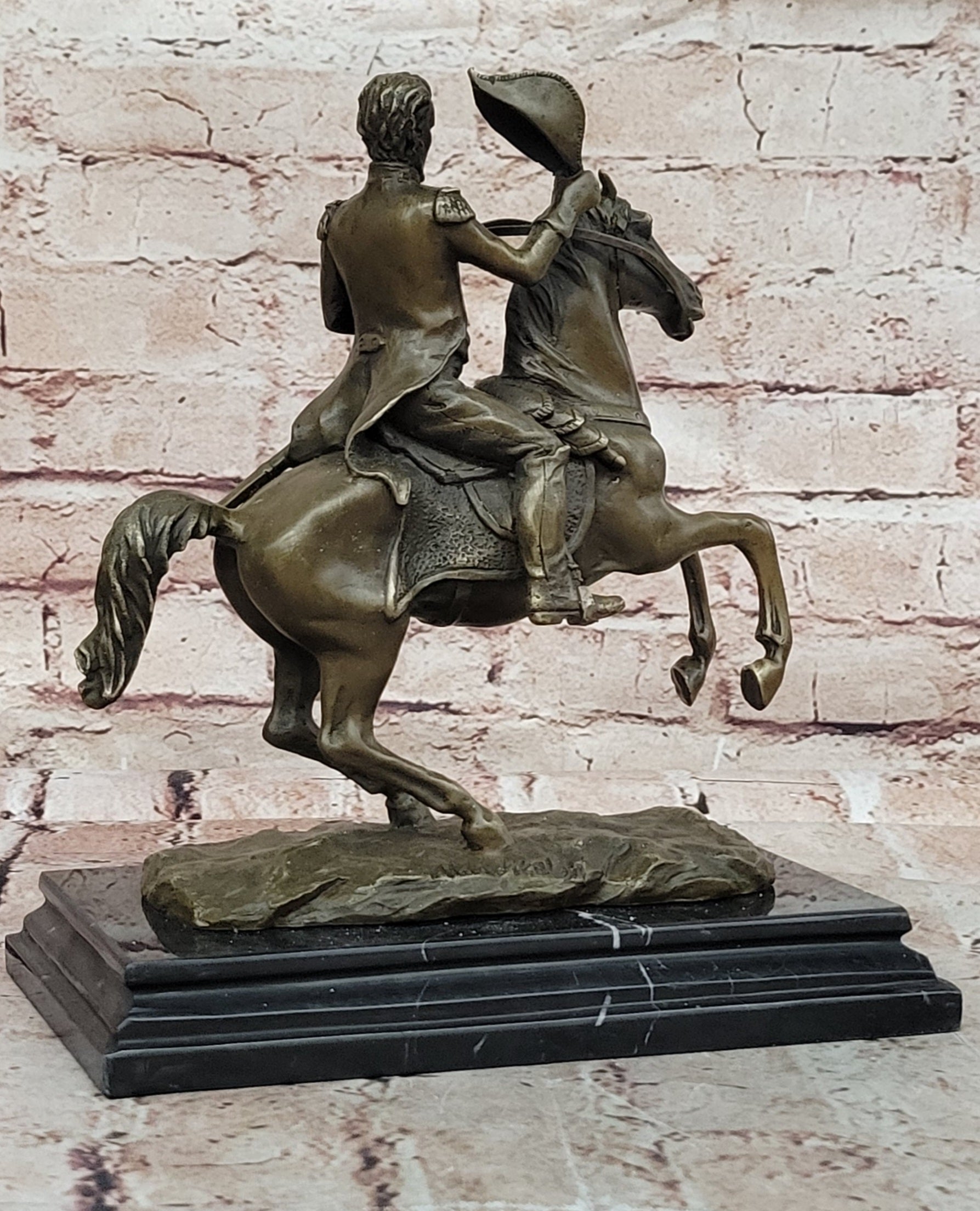 Hot Cast Civil War General on Horse and Sword Bronze Sculpture Marble Figurine