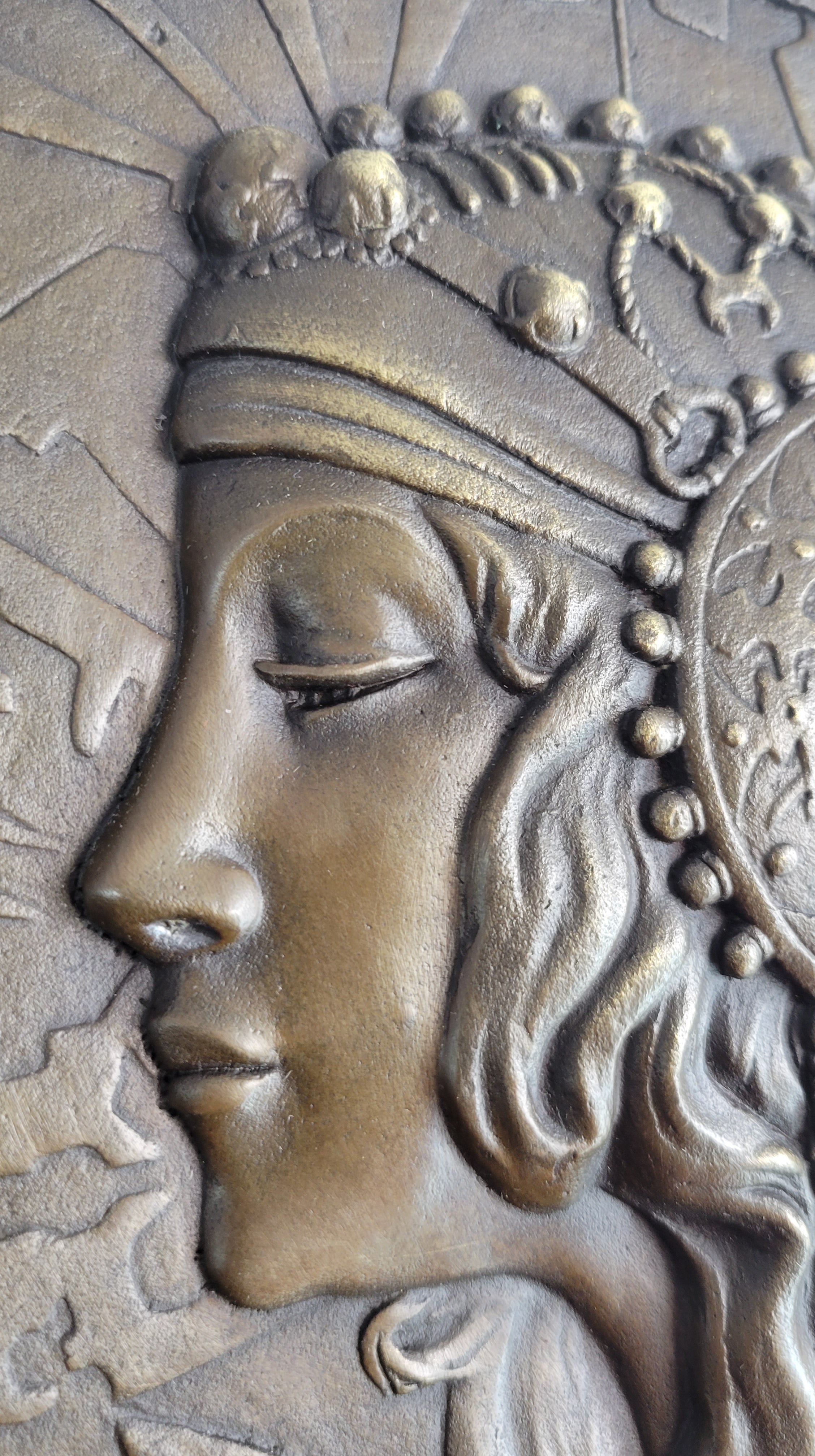 Young Queen Goddess Bas Relief Bronze Sculpture Masterpiece Figurine Sale Gift