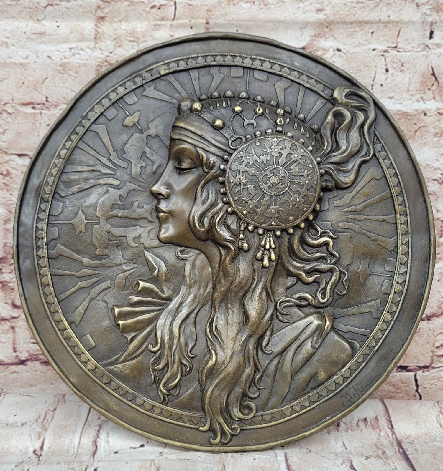 Young Queen Goddess Bas Relief Bronze Sculpture Masterpiece Figurine Sale Gift