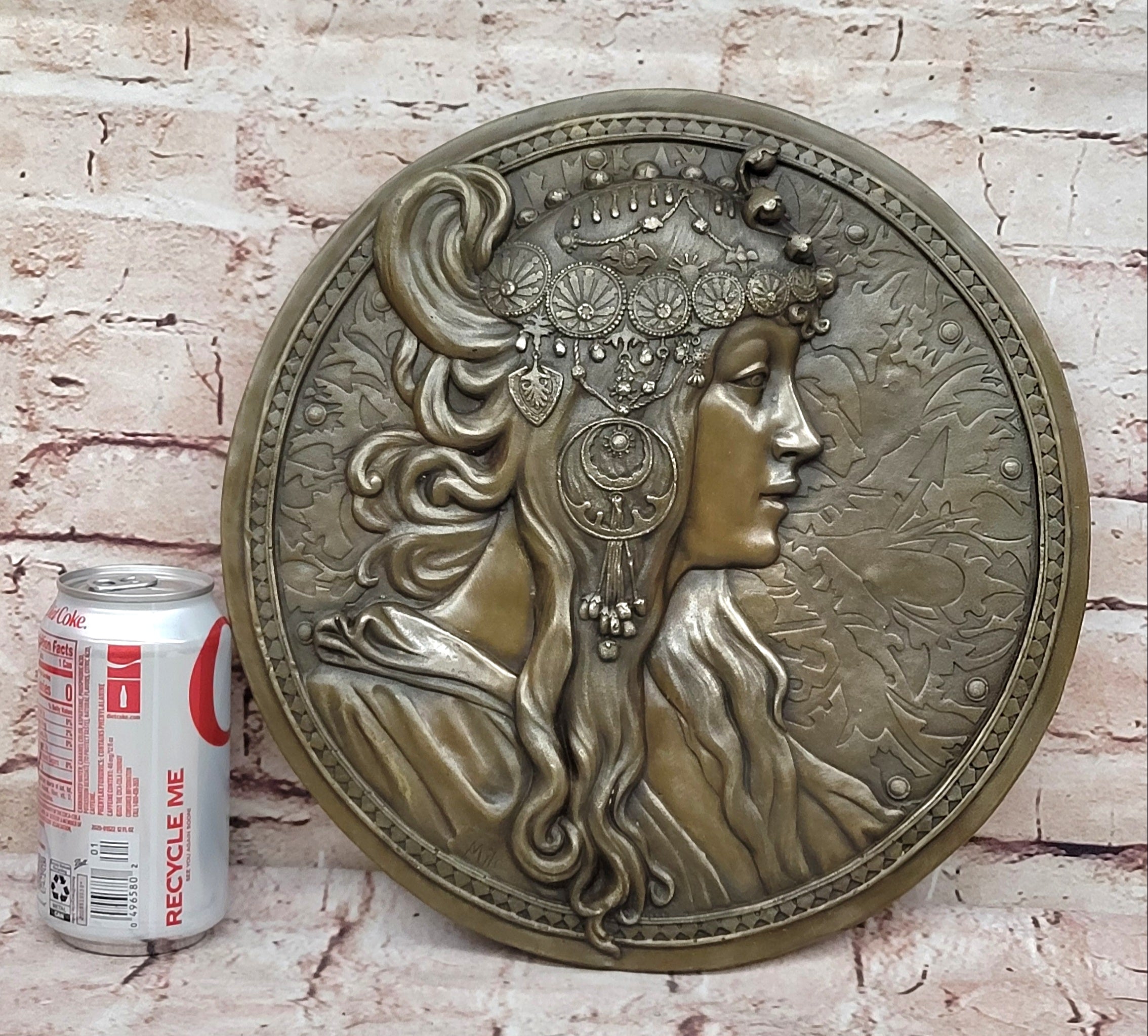 Art Nouveau/Deco Sexy Egyptian Goddess Wall Mount Bronze Sculpture Figurine Sale