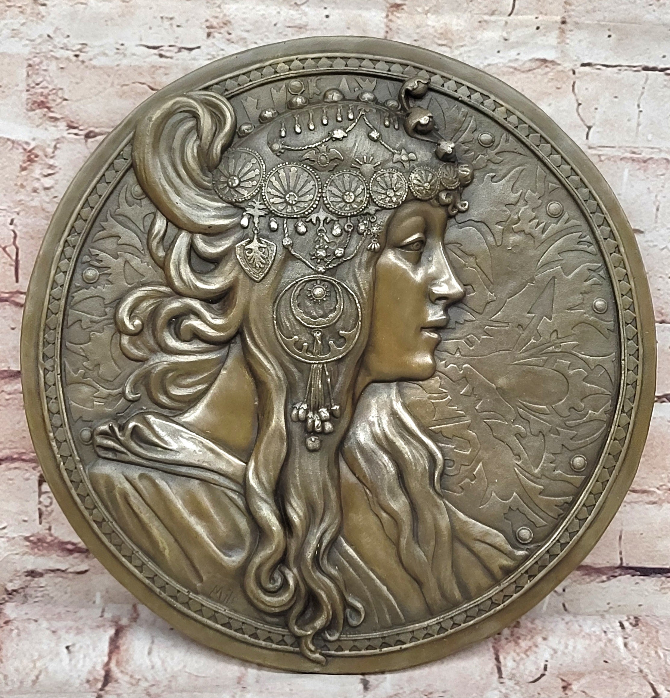 Art Nouveau/Deco Sexy Egyptian Goddess Wall Mount Bronze Sculpture Figurine Sale