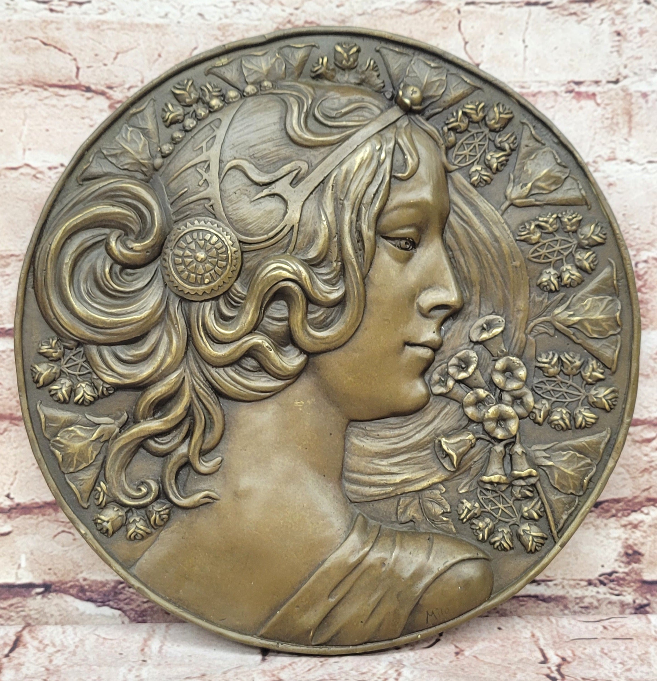 HAND CRAFT BRONZE BAS RELIEF WALL PANEL ORIGINAL STATUE SCULPTURE FIGURINE SALE