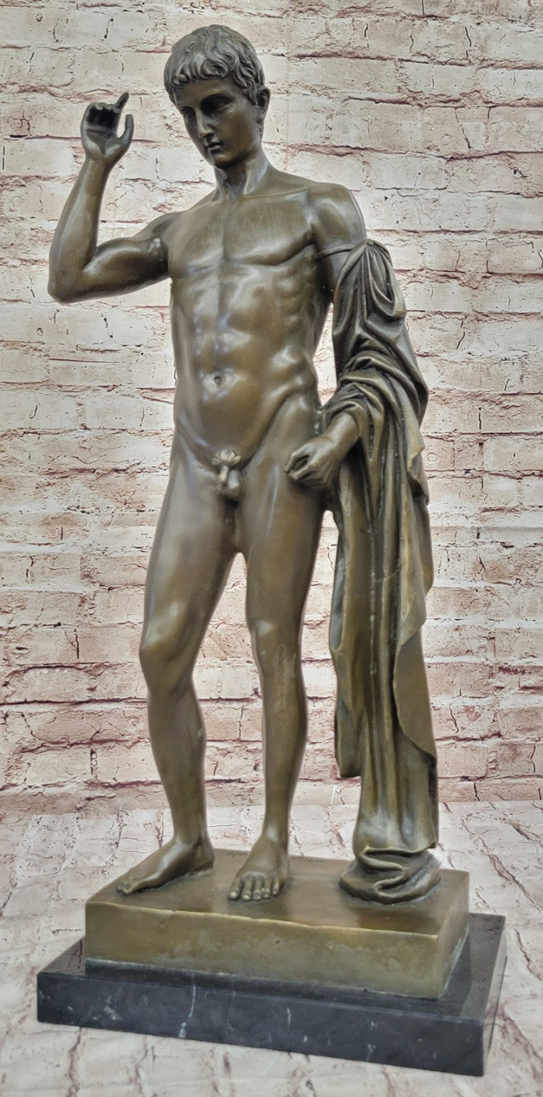 Nude Young Man Male David Bronze Marble Statue Sculpture Figurine Hot Cast Decor