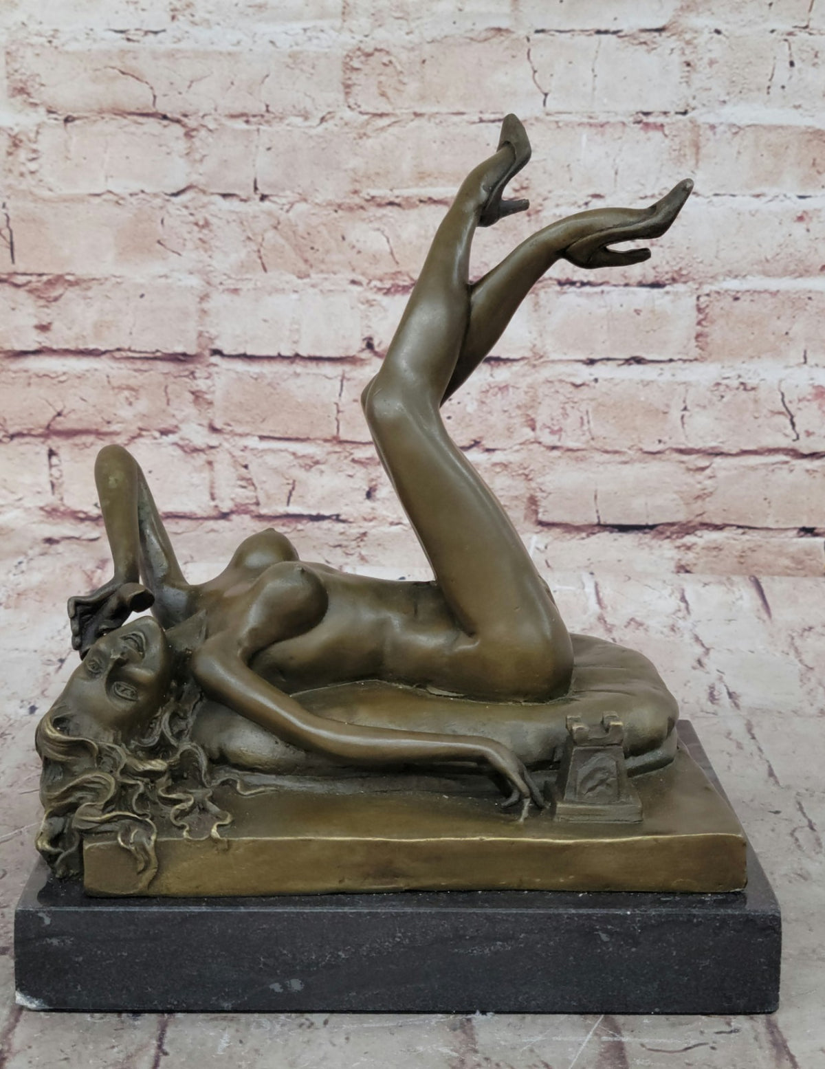 Bronze Figurine Statue Sculpture Bronze Figurine Woman/lady on The phone Erotic
