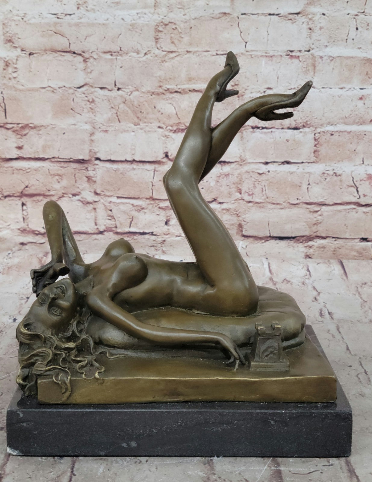 Bronze Figurine Statue Sculpture Bronze Figurine Woman/lady on The phone Erotic