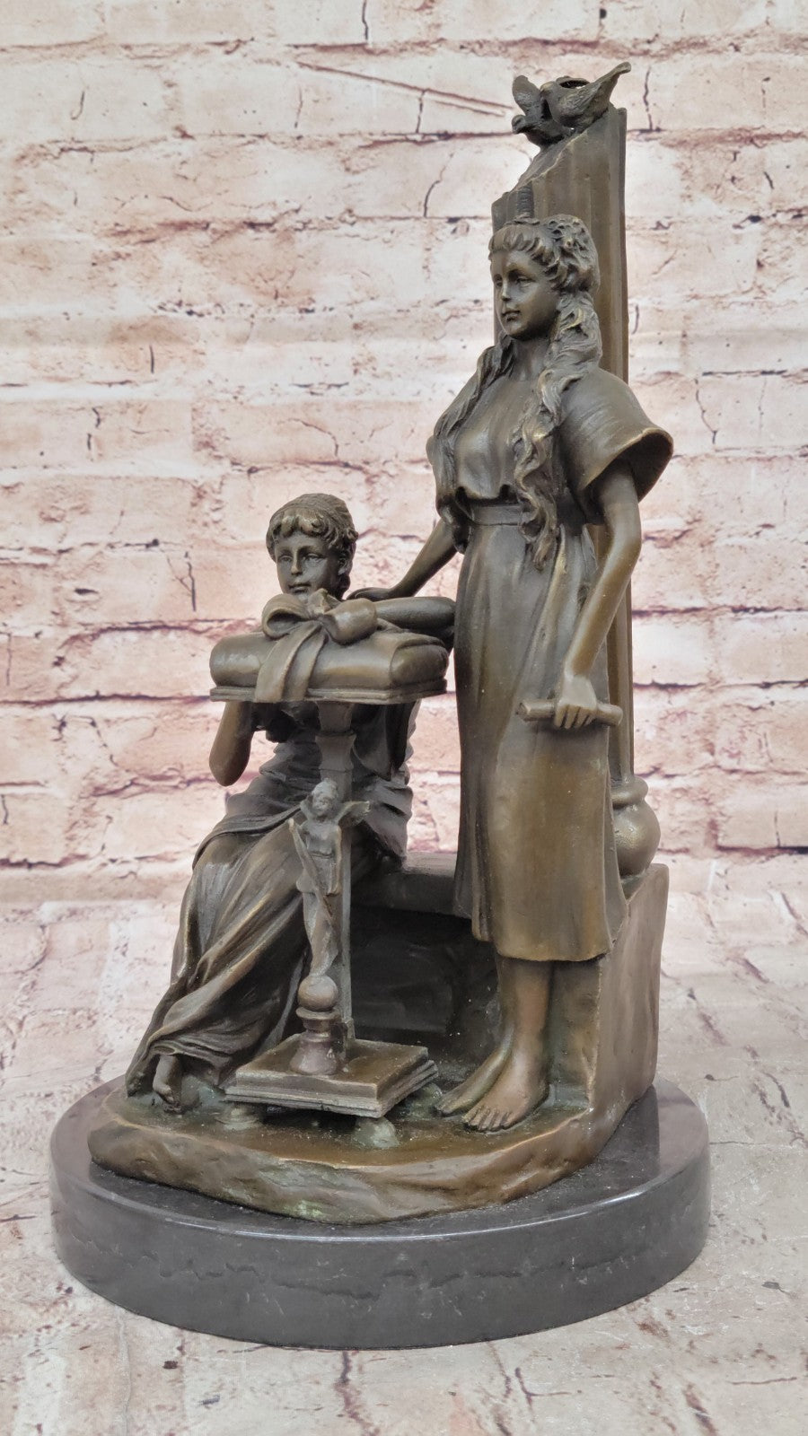 VERY FINE FRENCH YOUNG GIRLS MAIDEN BRONZE FIGURE SIGNED HIPPOLYTE MOREAU FIGURE