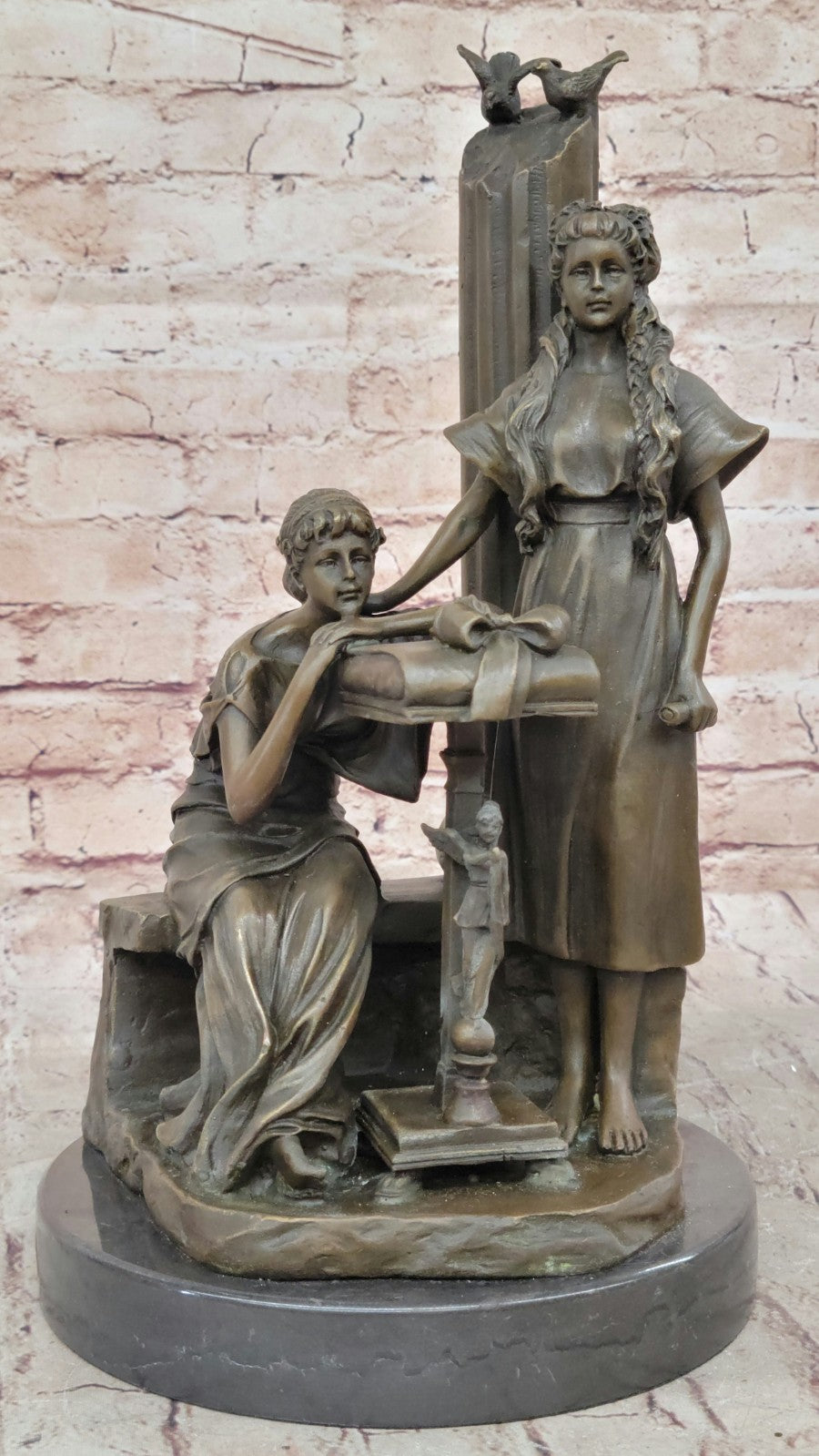 VERY FINE FRENCH YOUNG GIRLS MAIDEN BRONZE FIGURE SIGNED HIPPOLYTE MOREAU FIGURE