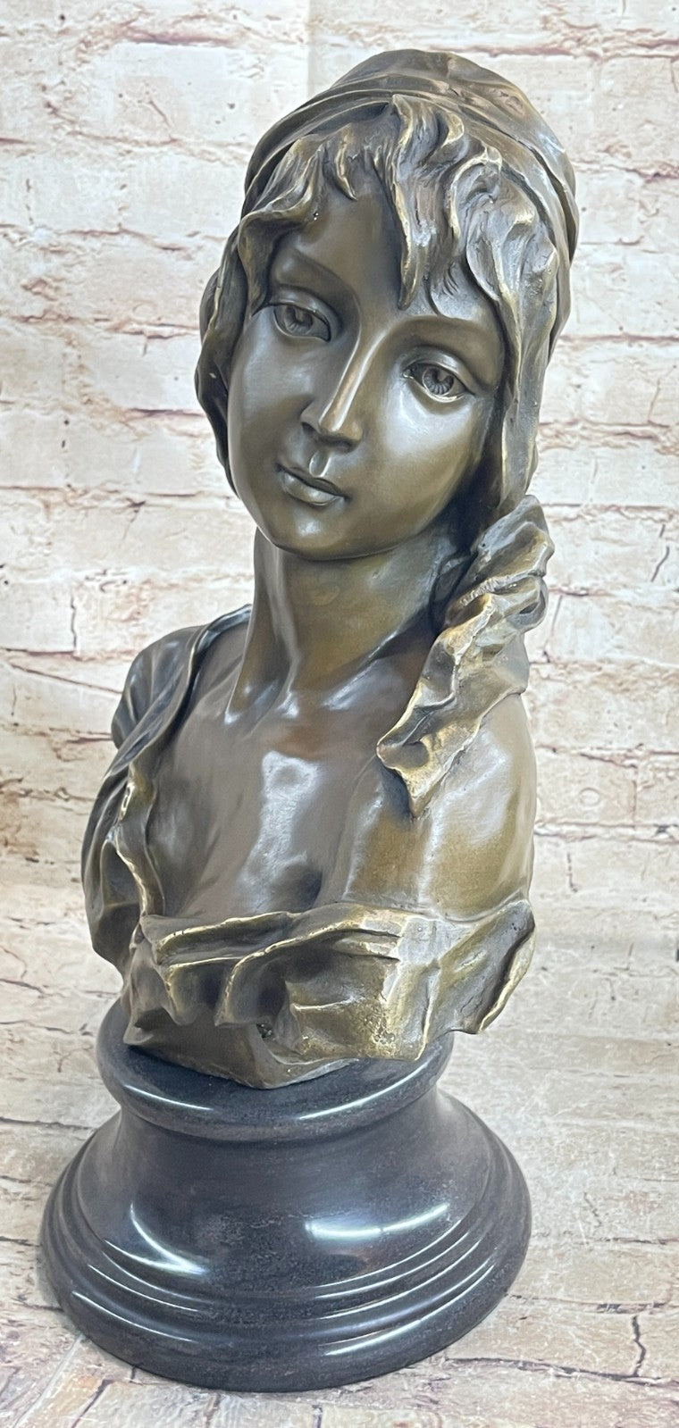 Art Nouveau Bronze Female Bust Figural Lost Wax Method Signed France Figurine SALE