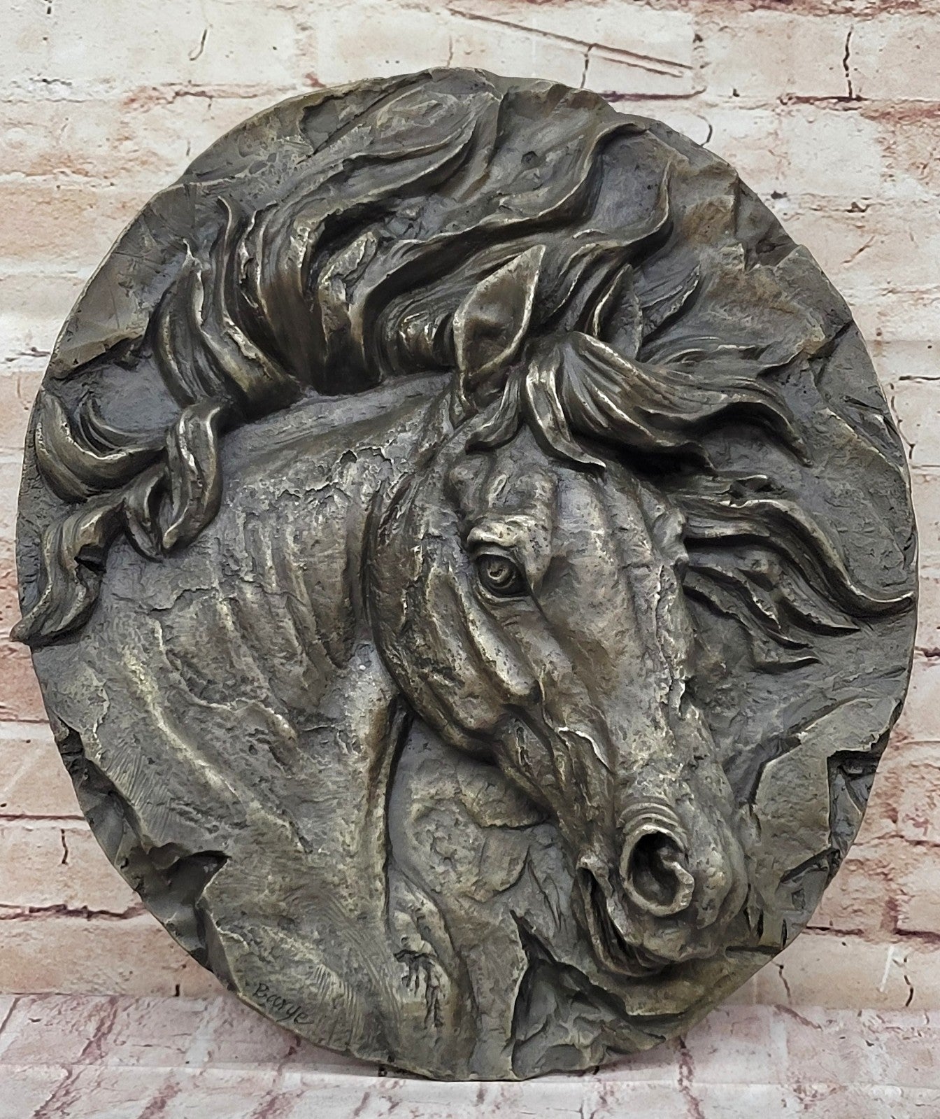 Handcrafted bronze sculpture SALE Head Horse Bust Unique Barye Signed Artwork