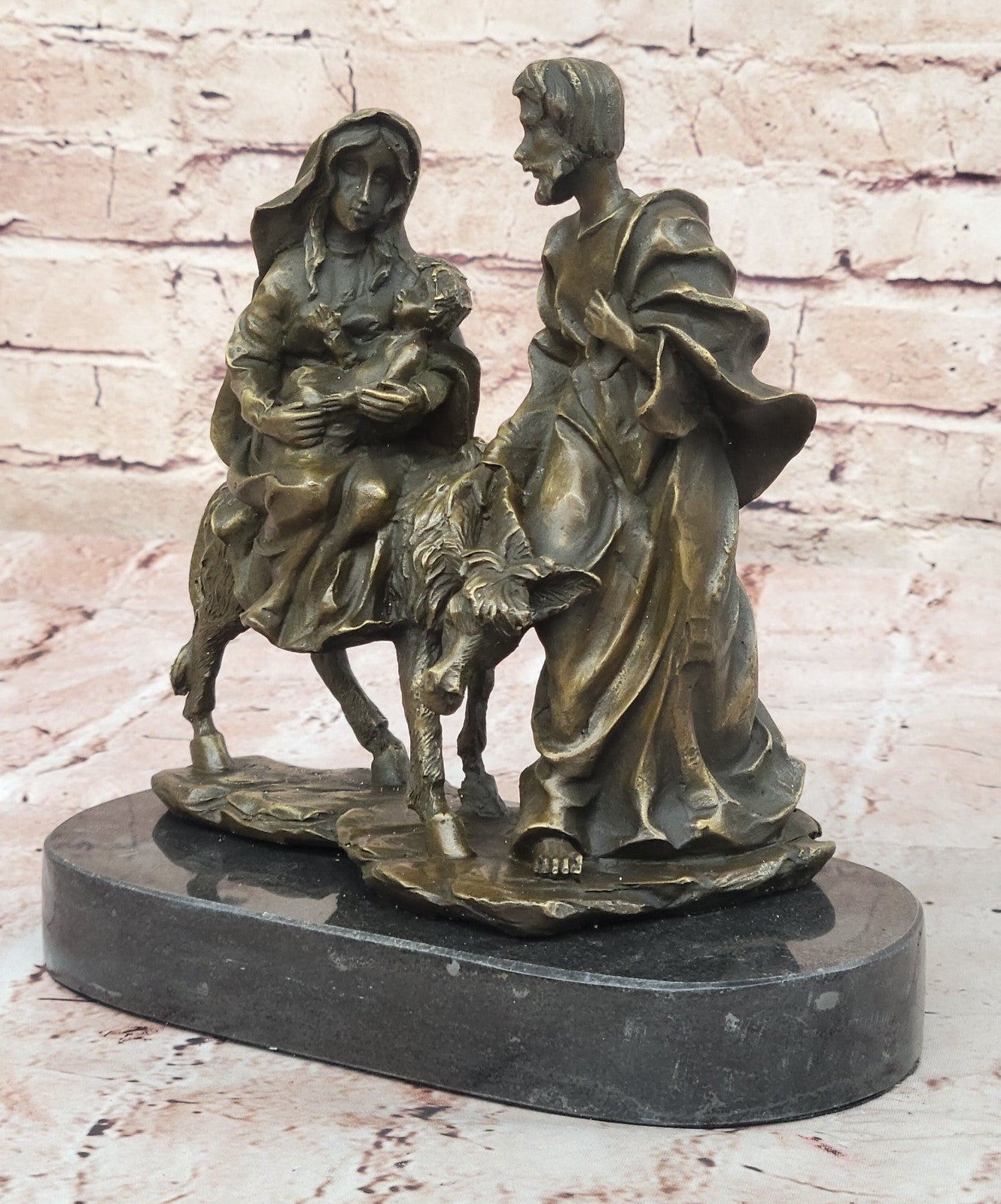 Handcrafted bronze sculpture SALE Ev Biblical Egypt Into Flight Signed Original