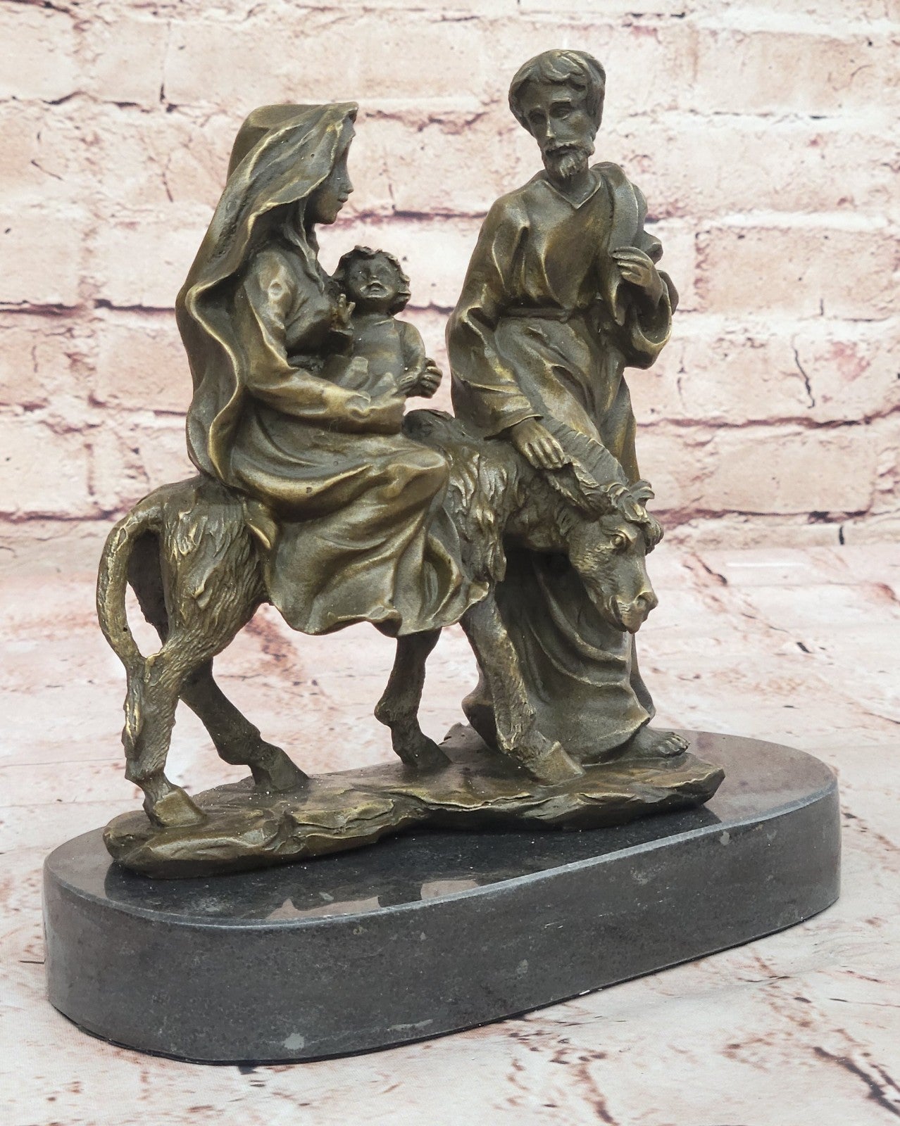 Handcrafted bronze sculpture SALE Ev Biblical Egypt Into Flight Signed Original