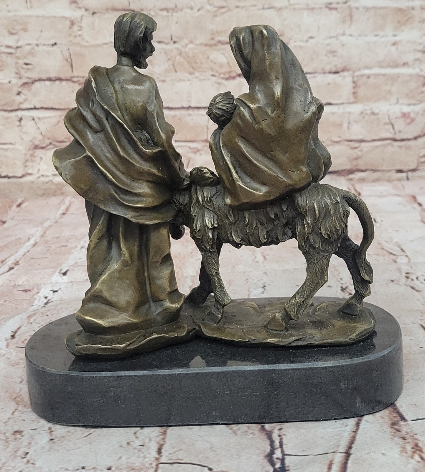 Handcrafted bronze sculpture SALE Ev Biblical Egypt Into Flight Signed Original