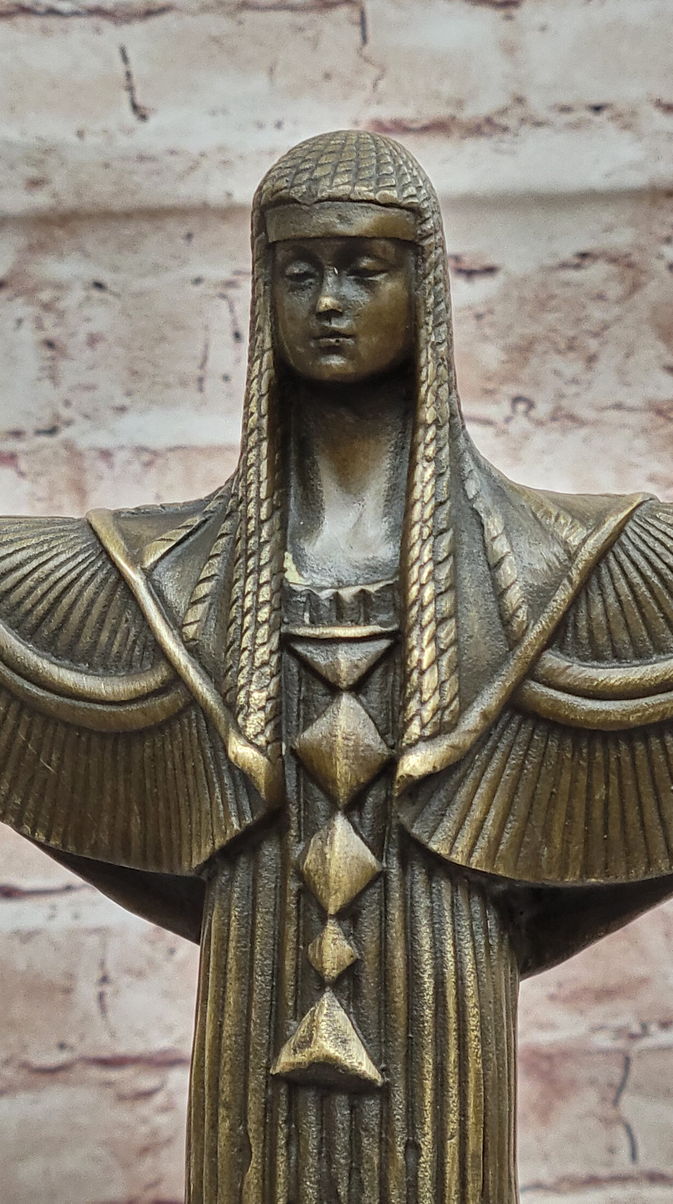 Princess Statue Sculpture Handmade Bronze on Marble Cleopatra Egyptian Figurine