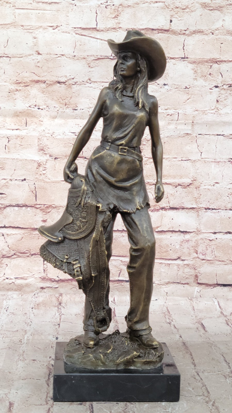 Handcrafted bronze sculpture SALE With Cowgirl Cast Hot Kamiko Signed Original