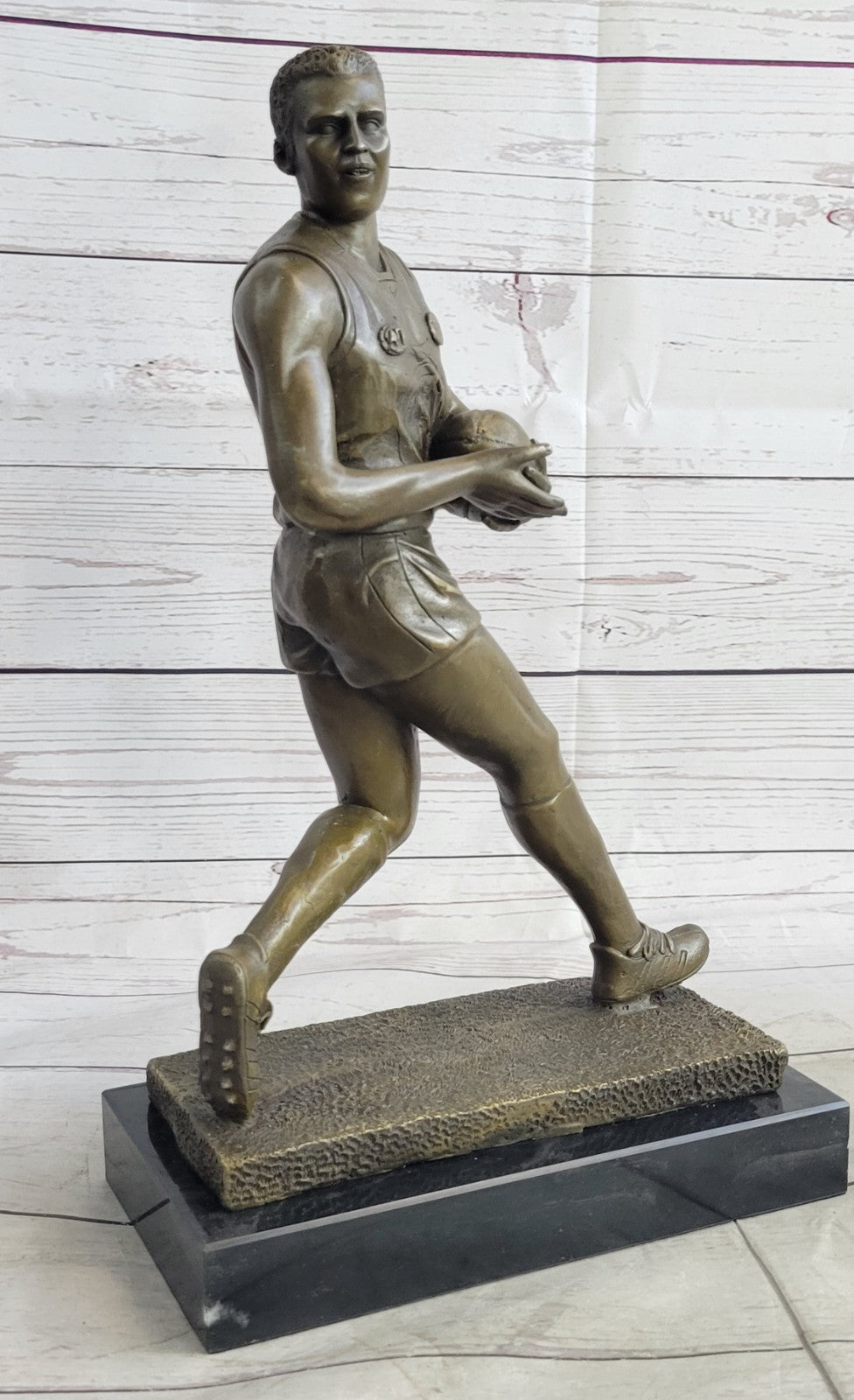 Handcrafted bronze sculpture SALE Marble Player Rugby Rugged Original Cast Hot