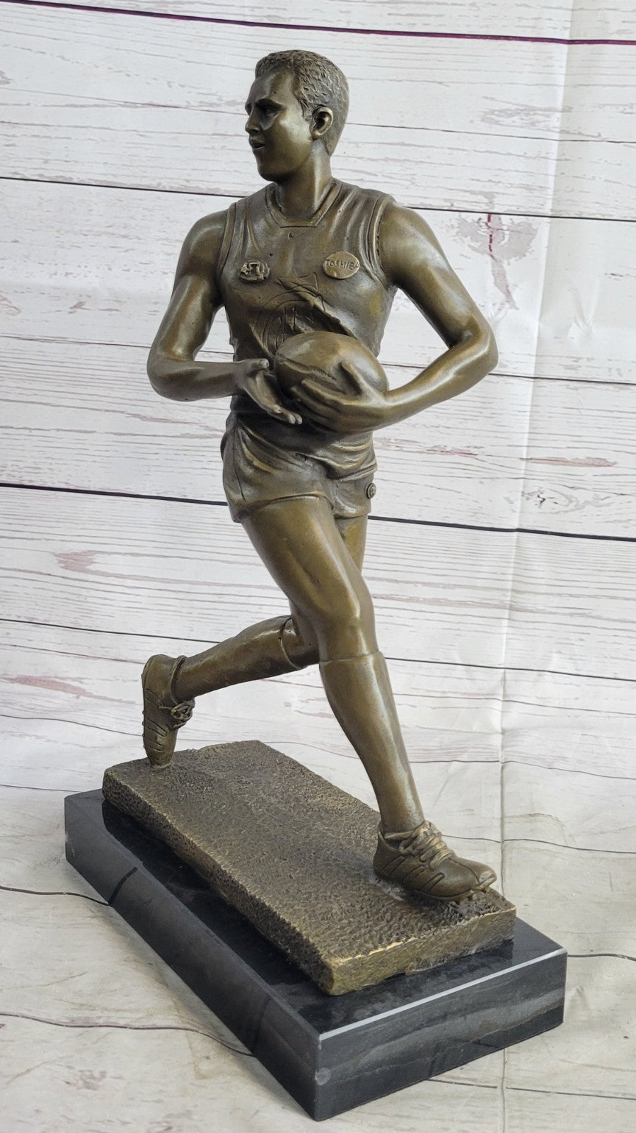 Handcrafted bronze sculpture SALE Marble Player Rugby Rugged Original Cast Hot