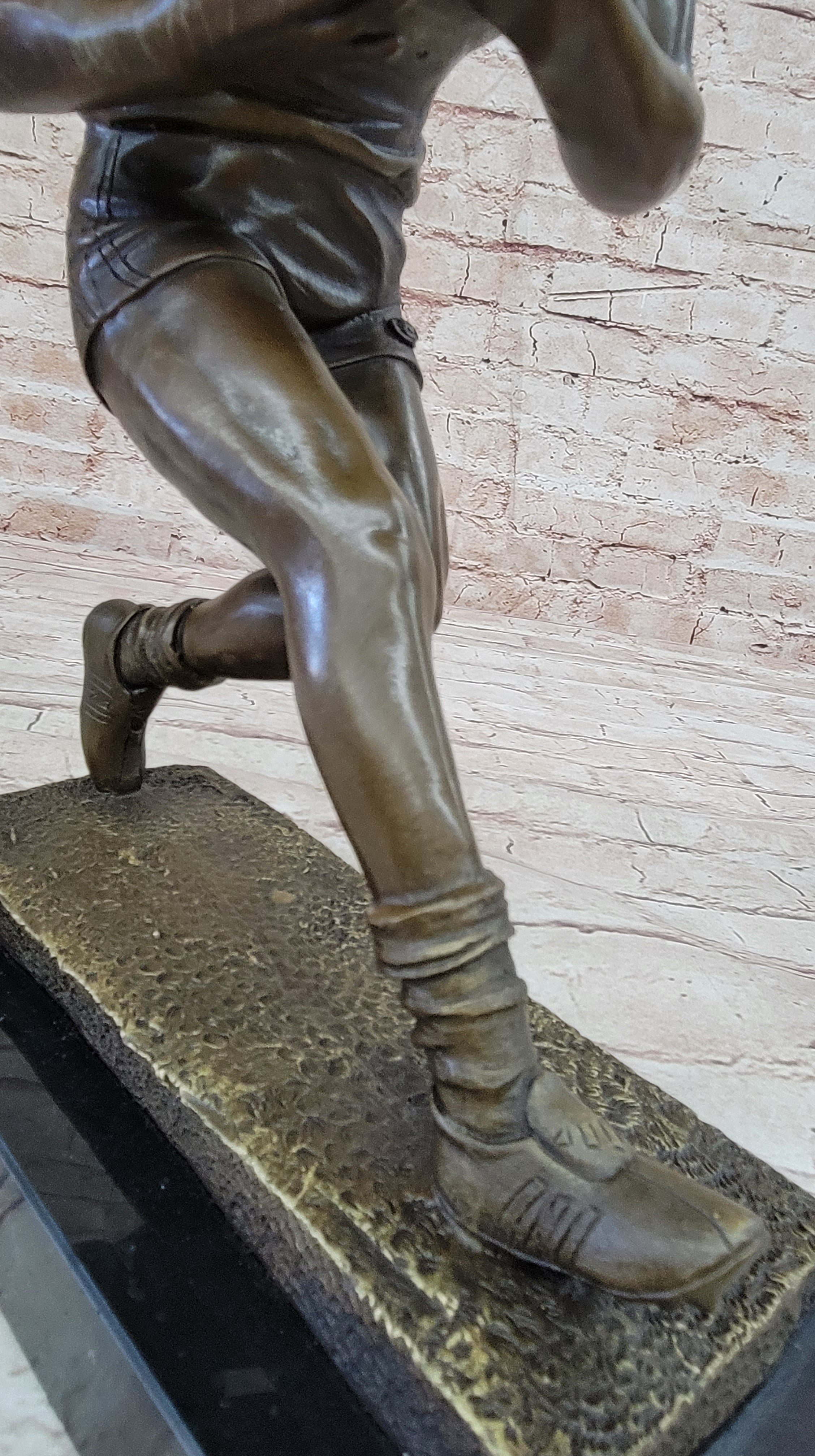 Bronze Sculpture Rugby Football Player European Made Detailed Figure