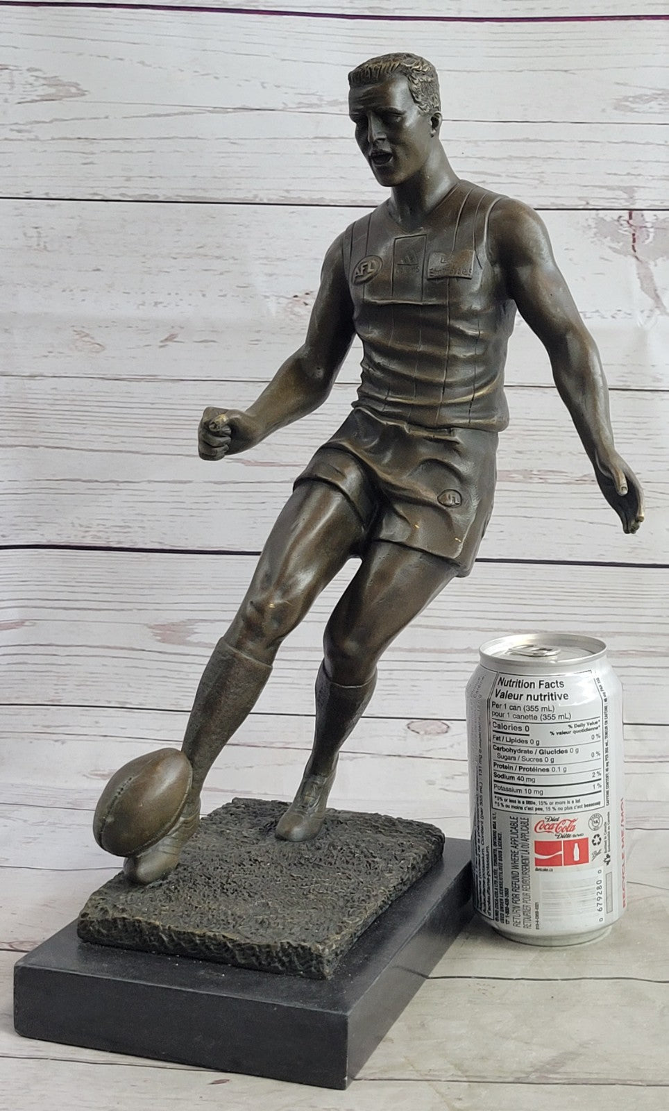 College Coach Gift Rugby Football Player Athlete Bronze Marble Statue Award Art