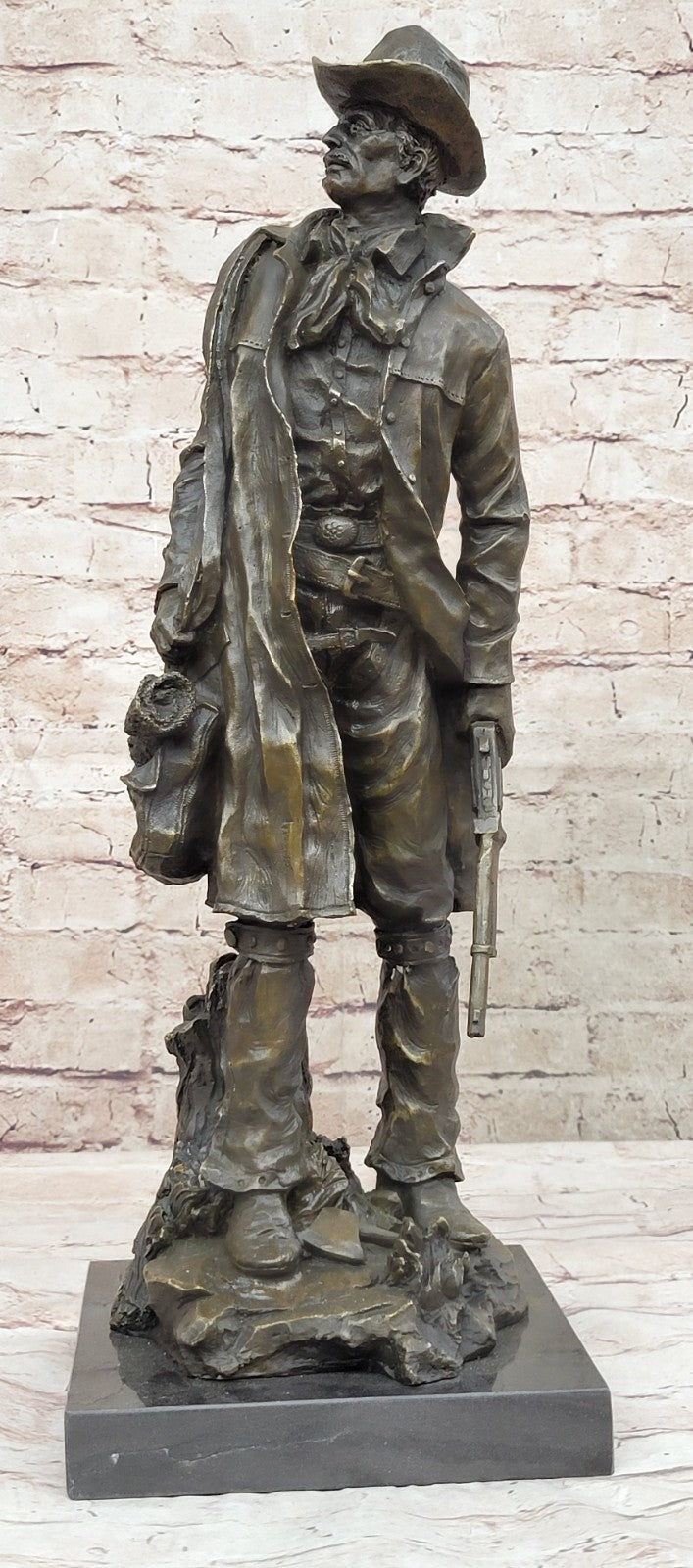 Bronze Sculpture Huge Hot Cast Male Cowboy Saddle Home Cabin Decoration Prop