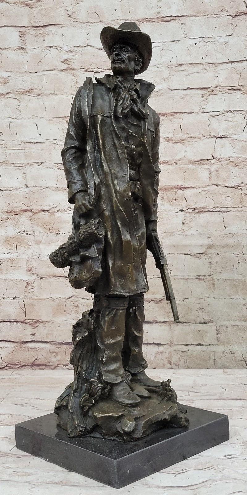 Bronze Sculpture Huge Hot Cast Male Cowboy Saddle Home Cabin Decoration Prop
