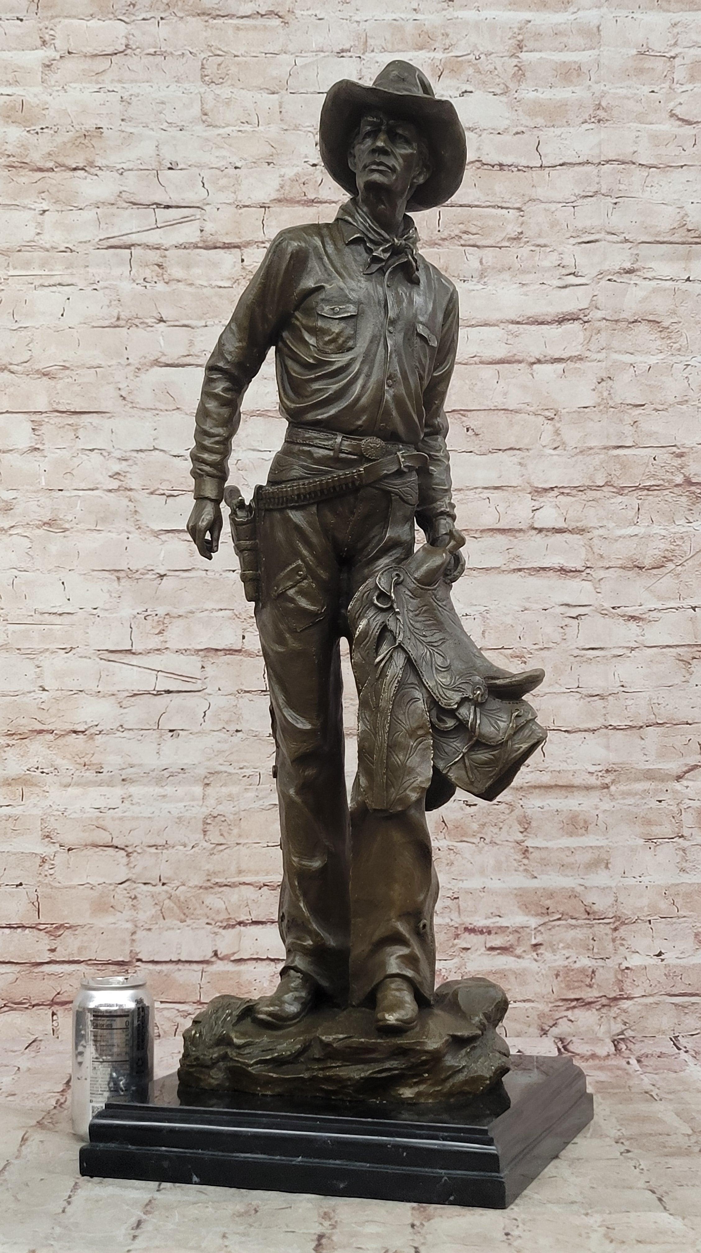 74 LBS Extra Large Cowboy Western Old West Hollywood Memorabilia Bronze