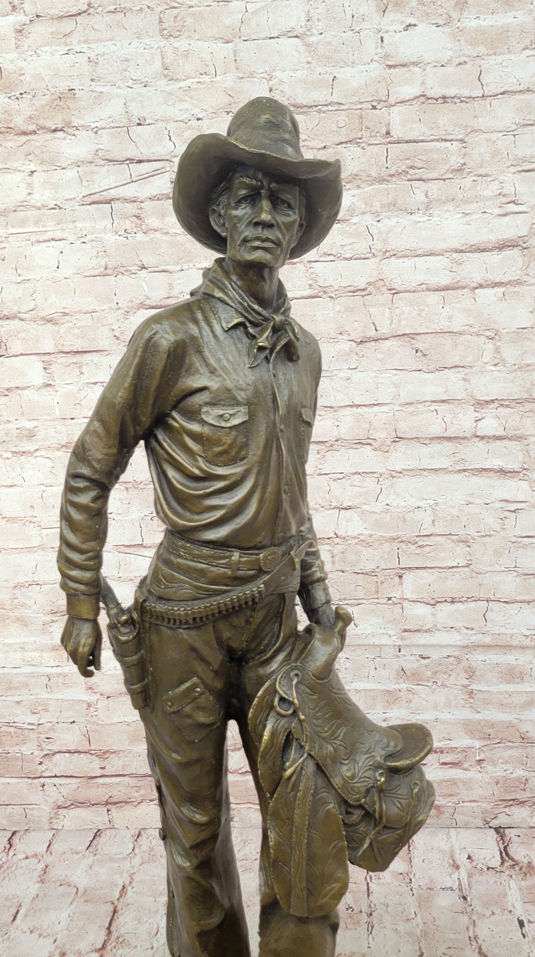 74 LBS Extra Large Cowboy Western Old West Hollywood Memorabilia Bronze