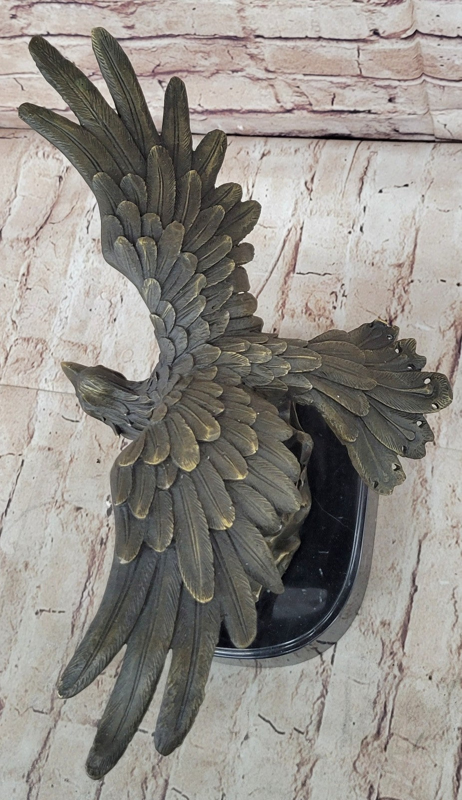 Flying Eagle Hawk Bird Eagle Spread wing Fighting Bronze Sculpture, Signed:Milo