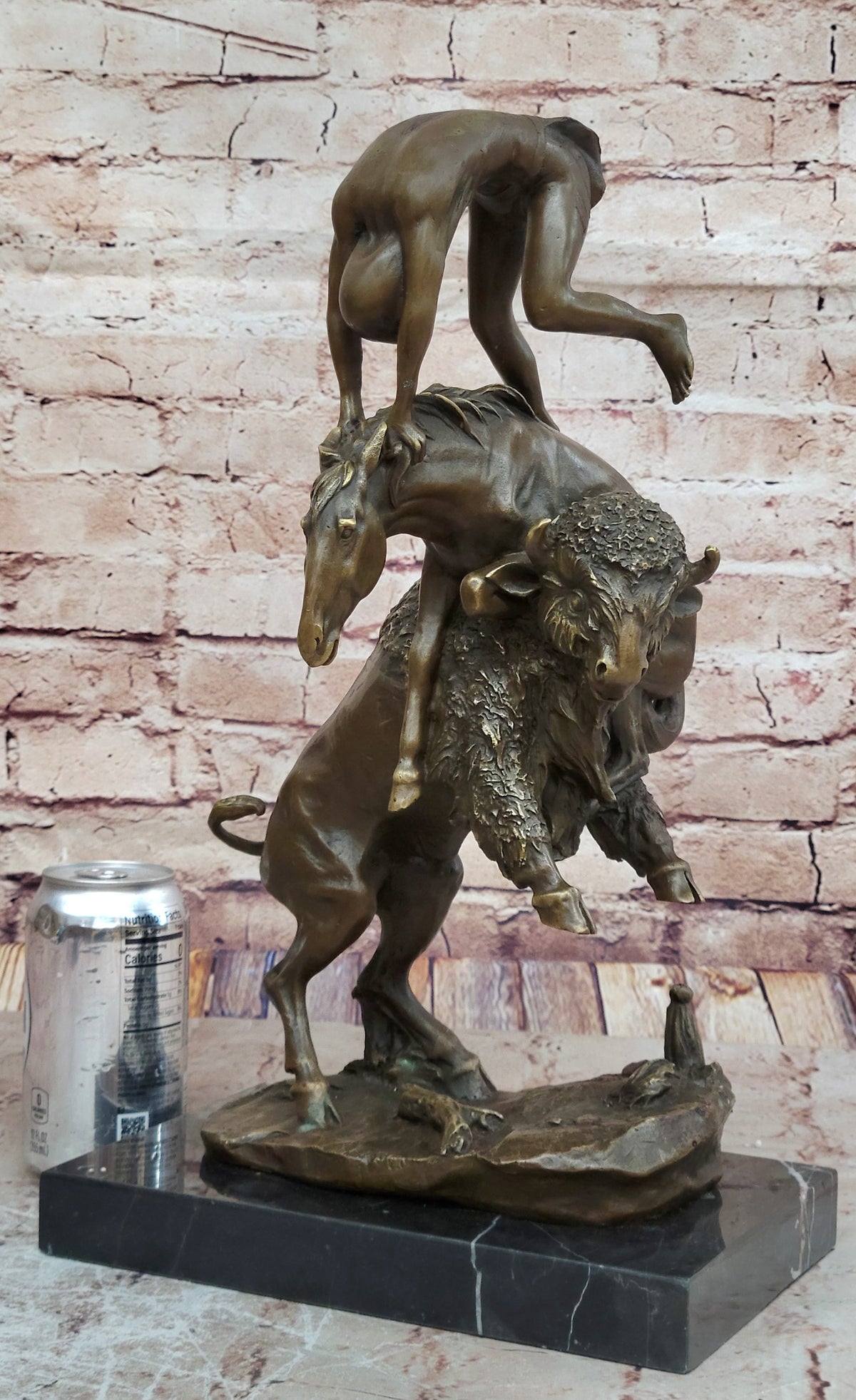 BRONZE BUFFALO HORSE BY FREDERICK REMINGTON SCULPTURE Figure ART HotCast western