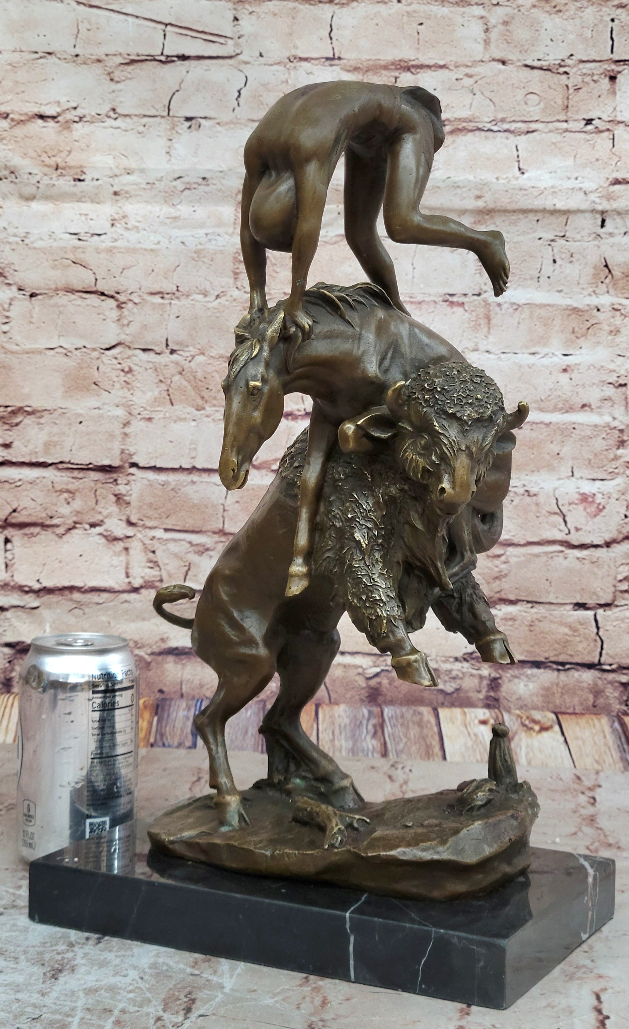 BRONZE BUFFALO HORSE BY FREDERICK REMINGTON SCULPTURE Figure ART HotCast western