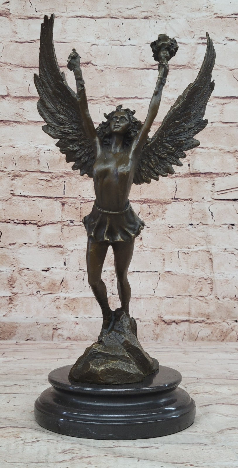 Handcrafted bronze sculpture SALE Mythical Religious Angel Moreau Signed Nude