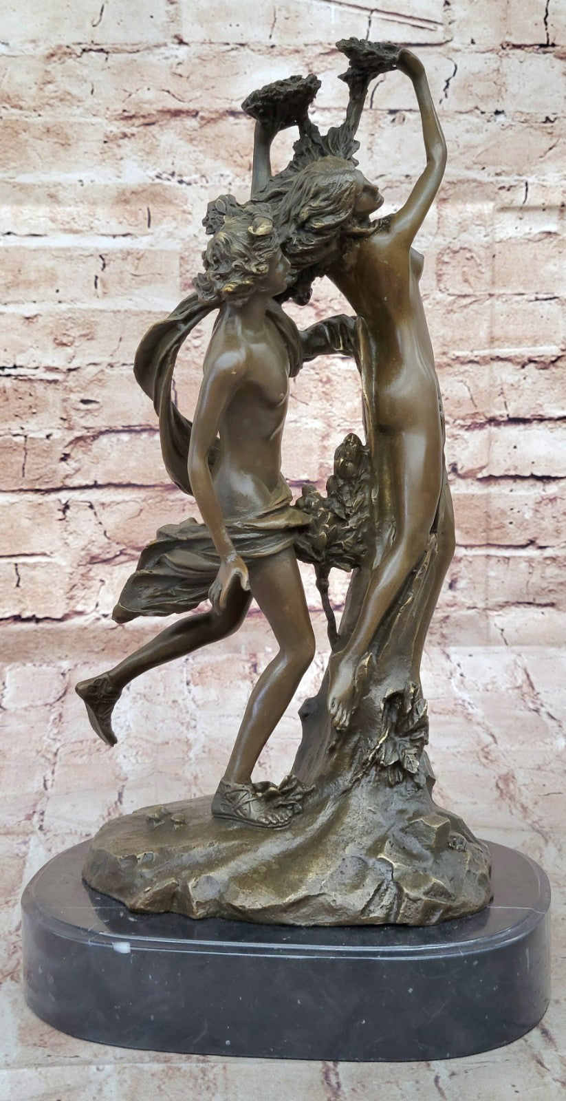 Art Deco Apollo and Daphne a Mythical Museum Quality Masterpiece Bronze Sculptur
