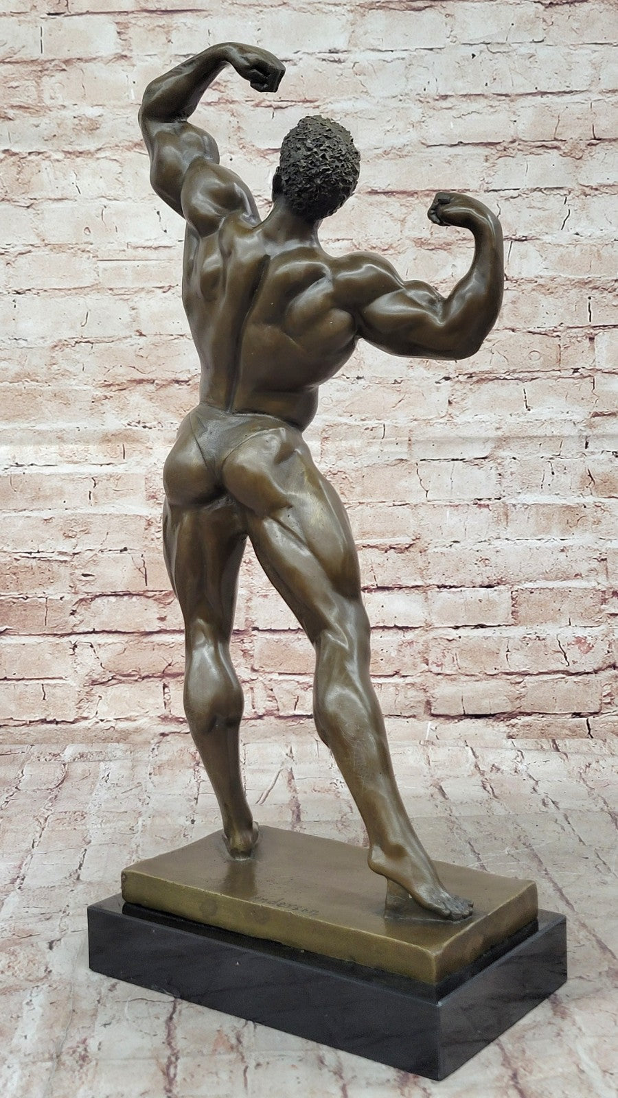 Male Bodybuilder Muscular Sculpture Artwork 100% Bronze Figurine