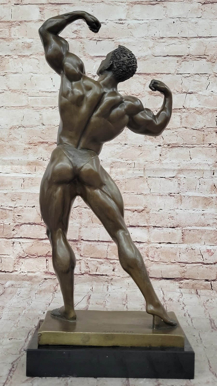 Male Bodybuilder Muscular Sculpture Artwork 100% Bronze Figurine