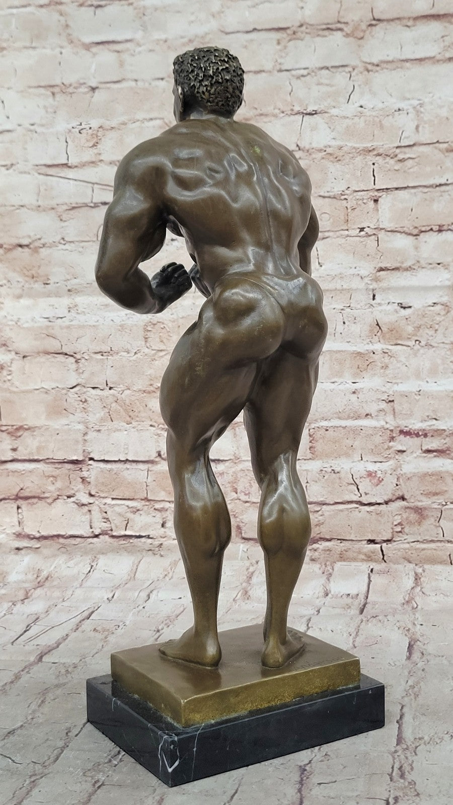 Handcrafted bronze sculpture SALE Marble Man Nude Art Modern Muscular Abstract