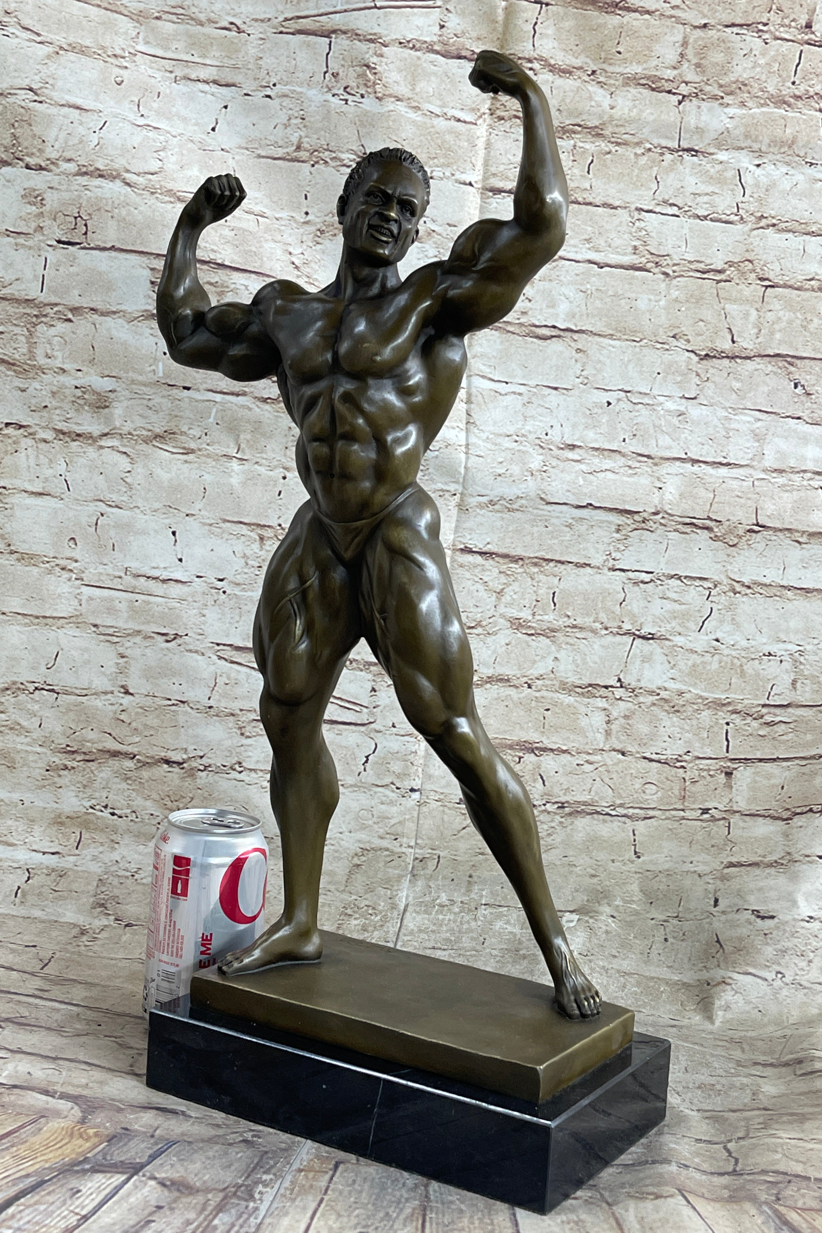Handcrafted bronze sculpture SALE Fitness Male Nude Flexing Man Muscle Figurine