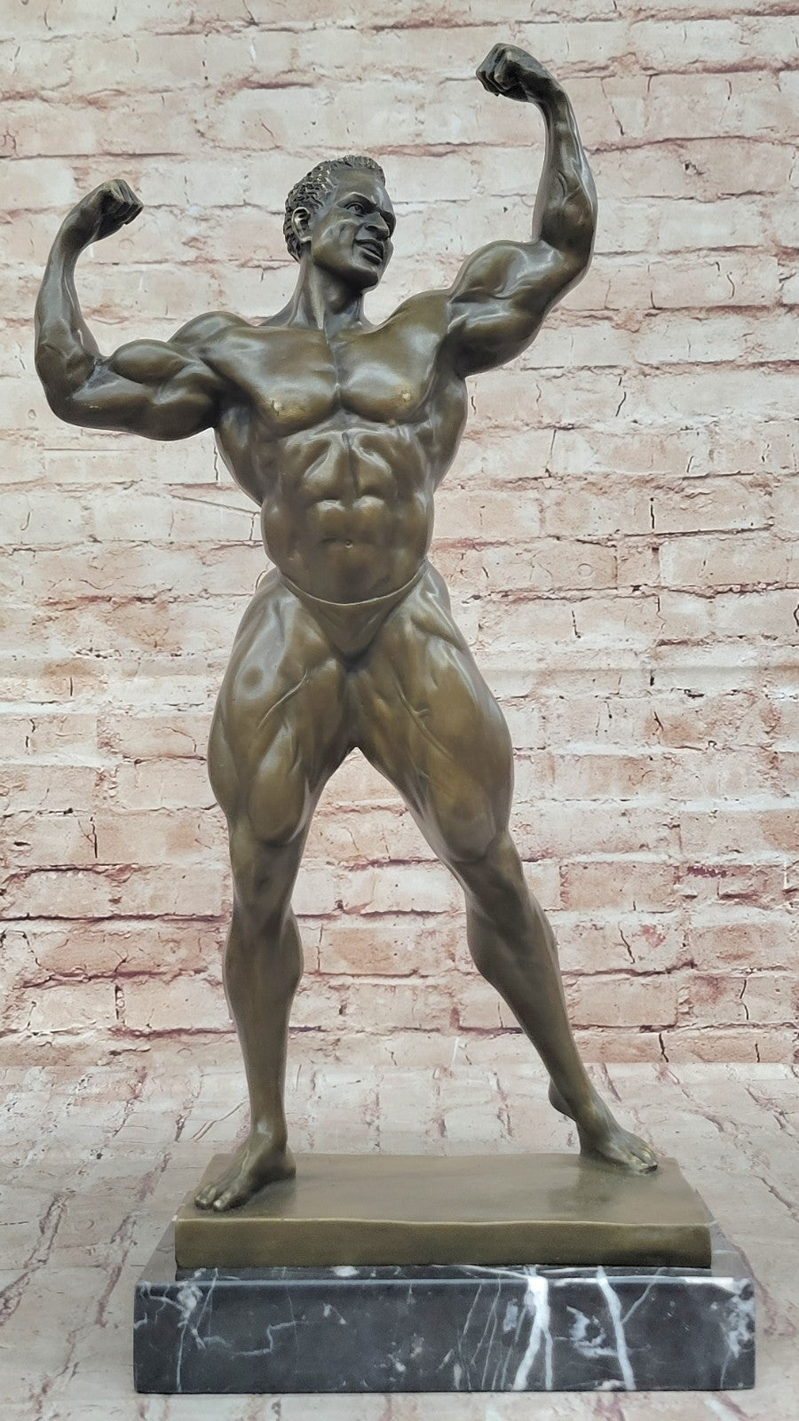 Handcrafted bronze sculpture SALE Fitness Male Nude Flexing Man Muscle Figurine