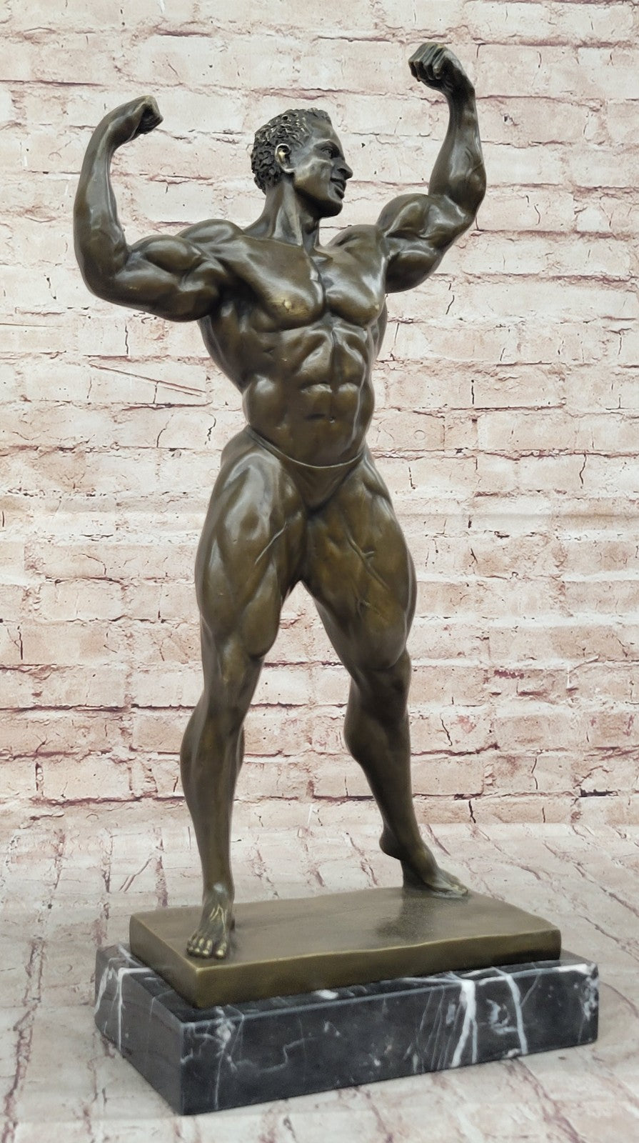 Handcrafted bronze sculpture SALE Fitness Male Nude Flexing Man Muscle Figurine
