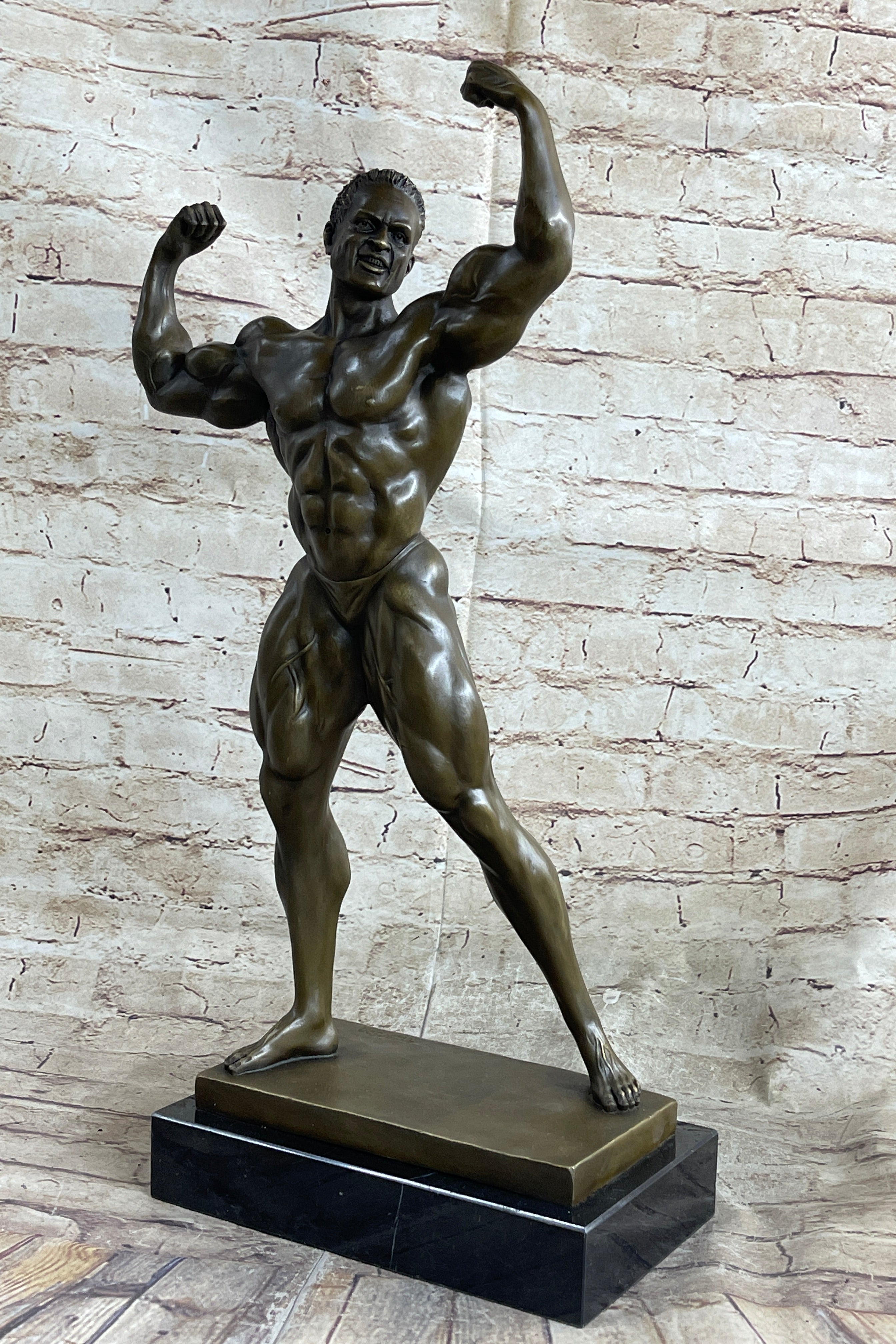 Handcrafted bronze sculpture SALE Fitness Male Nude Flexing Man Muscle Figurine