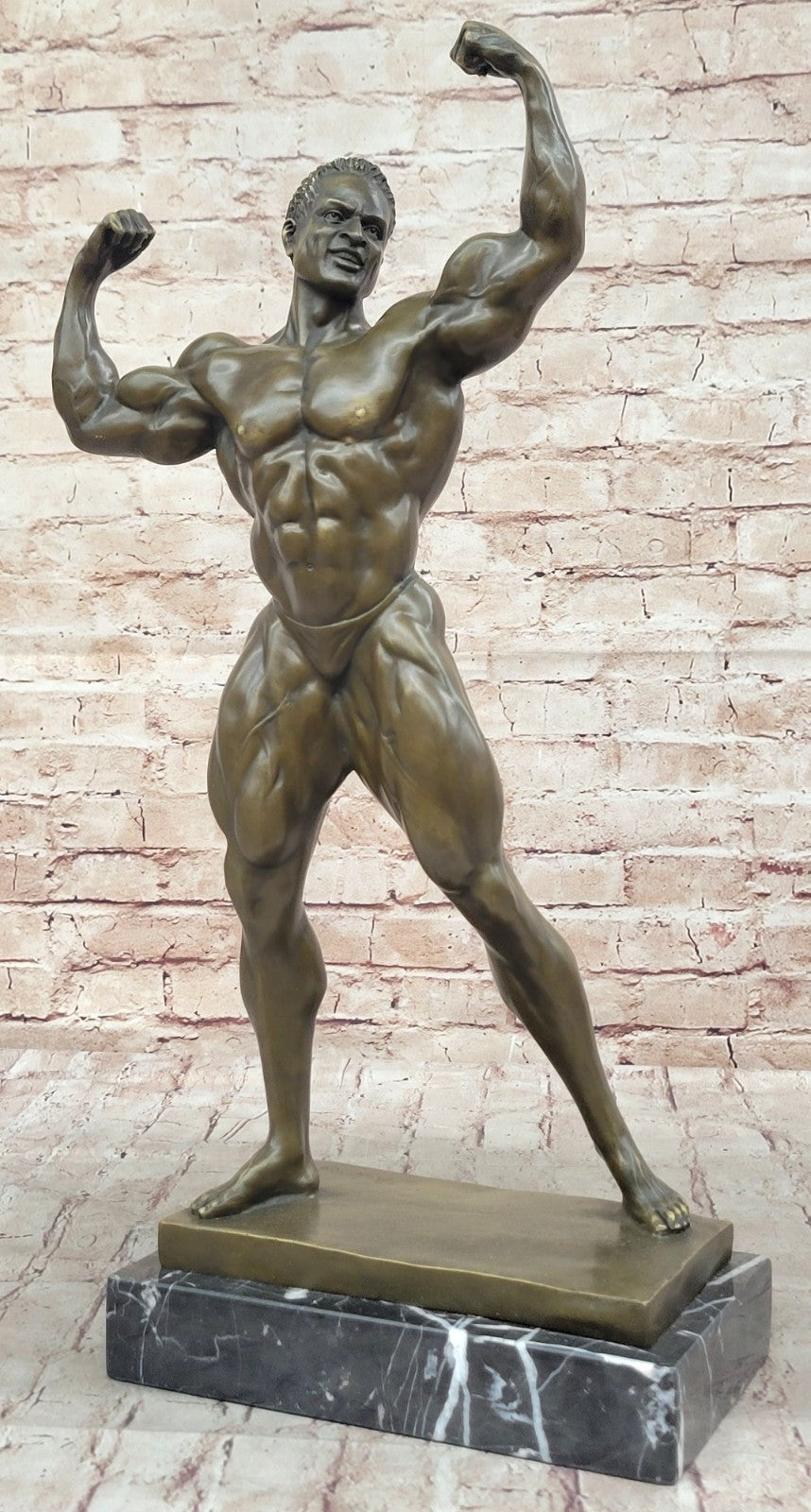 Handcrafted bronze sculpture SALE Fitness Male Nude Flexing Man Muscle Figurine