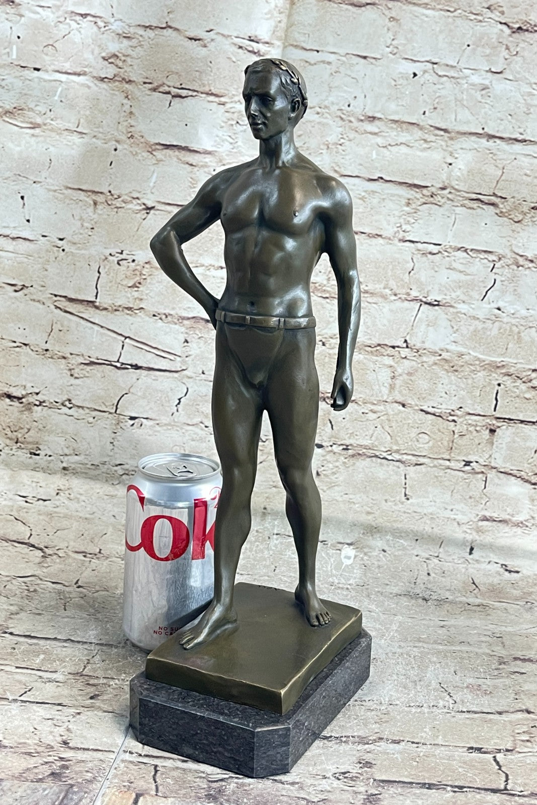 Handcrafted bronze sculpture SALE Bas Marble God Roman Athletic Original Signed
