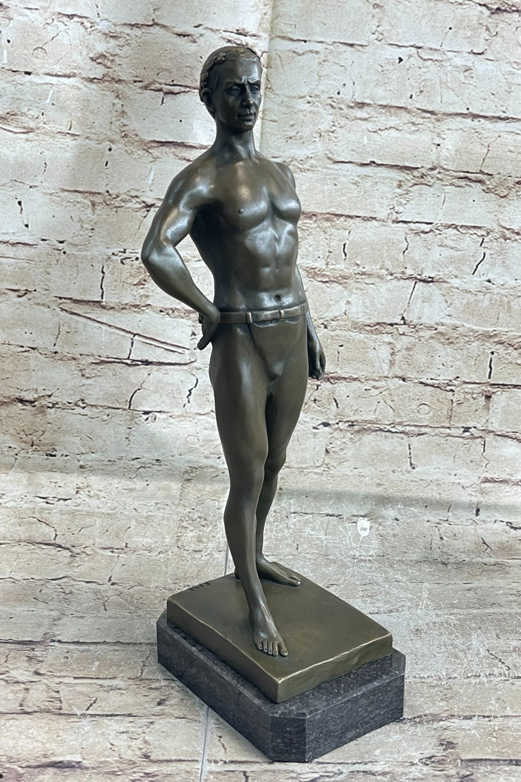 Handcrafted bronze sculpture SALE Bas Marble God Roman Athletic Original Signed