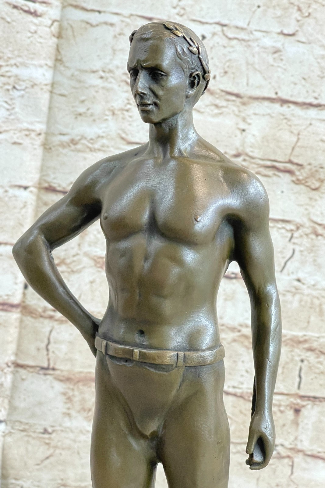 Handcrafted bronze sculpture SALE Bas Marble God Roman Athletic Original Signed