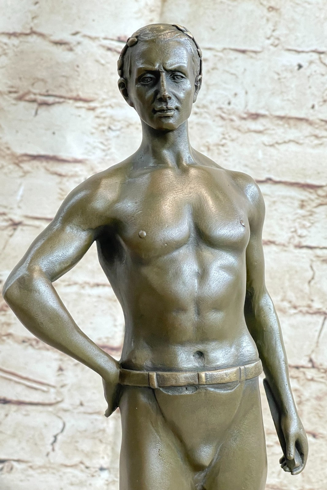 Handcrafted bronze sculpture SALE Bas Marble God Roman Athletic Original Signed