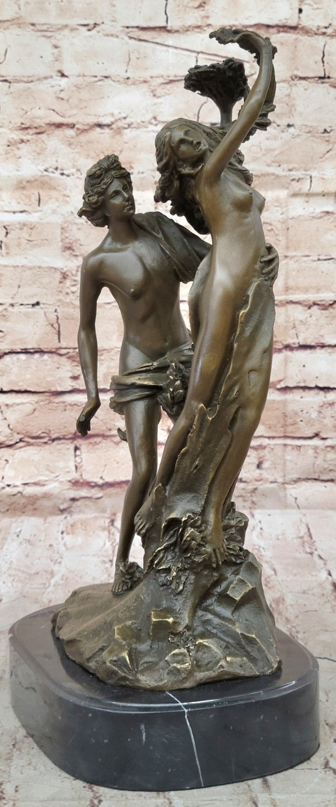 Art Deco Apollo and Daphne a Mythical Museum Quality Masterpiece Bronze Sculptur