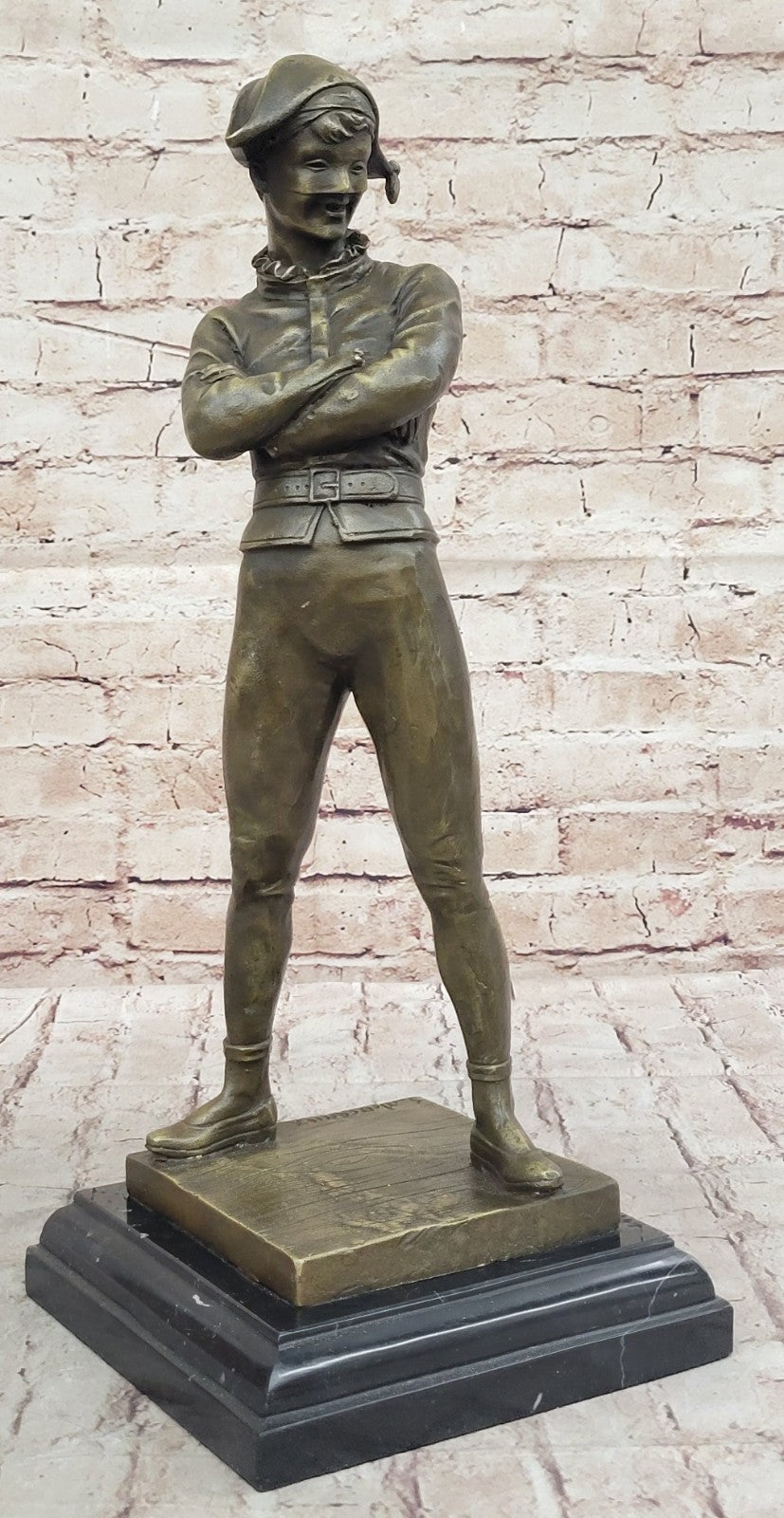 100% Solid Bronze Sculpture Rene De Saint-Marceaux Harlequin Jester Joker Hot Cast