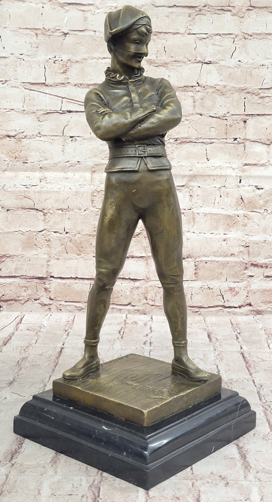 100% Solid Bronze Sculpture Rene De Saint-Marceaux Harlequin Jester Joker Hot Cast