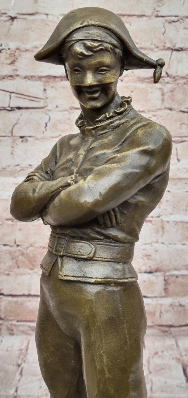 100% Solid Bronze Sculpture Rene De Saint-Marceaux Harlequin Jester Joker Hot Cast