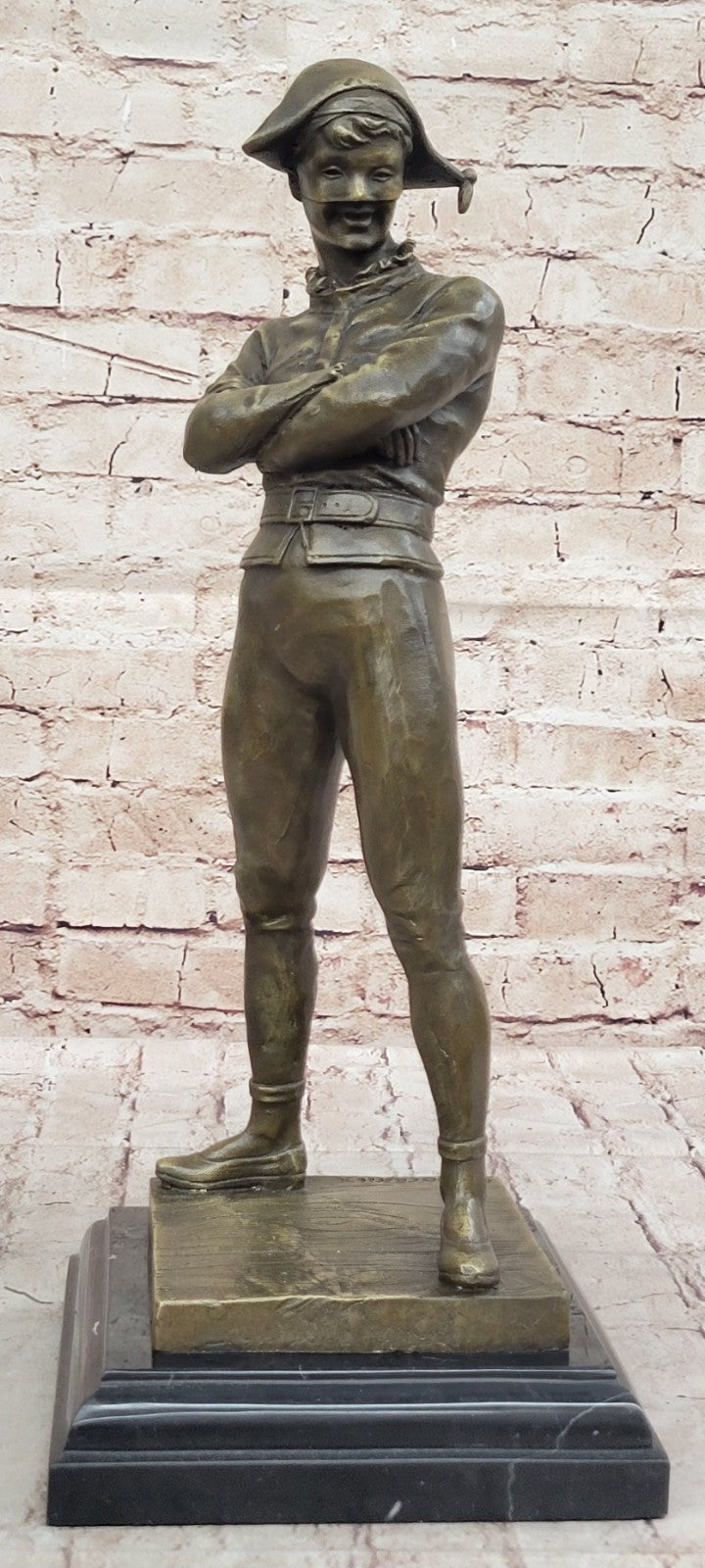 100% Solid Bronze Sculpture Rene De Saint-Marceaux Harlequin Jester Joker Hot Cast