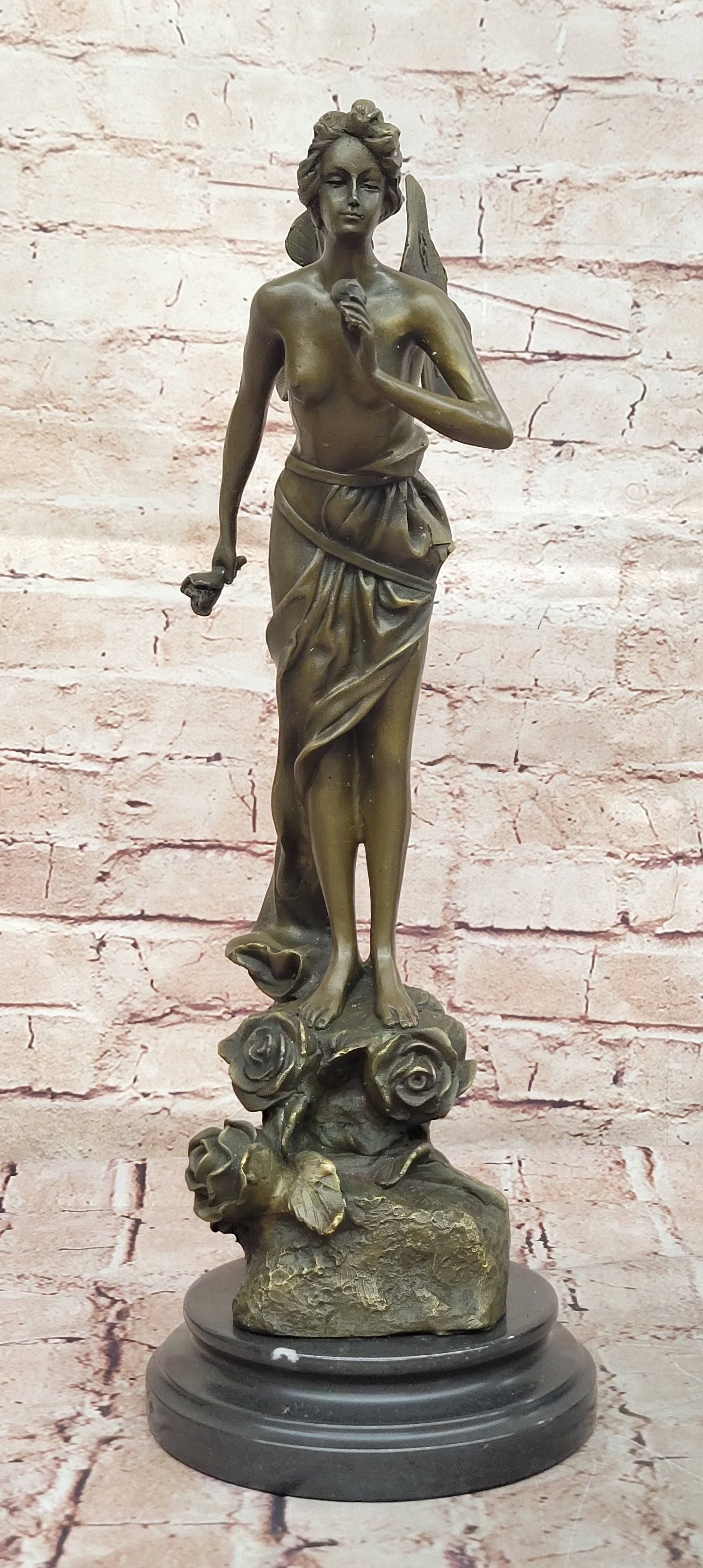 Signed Large Forest Fairy Villlanis Bronze Deco Statue Sculpture Figurine Art Deco