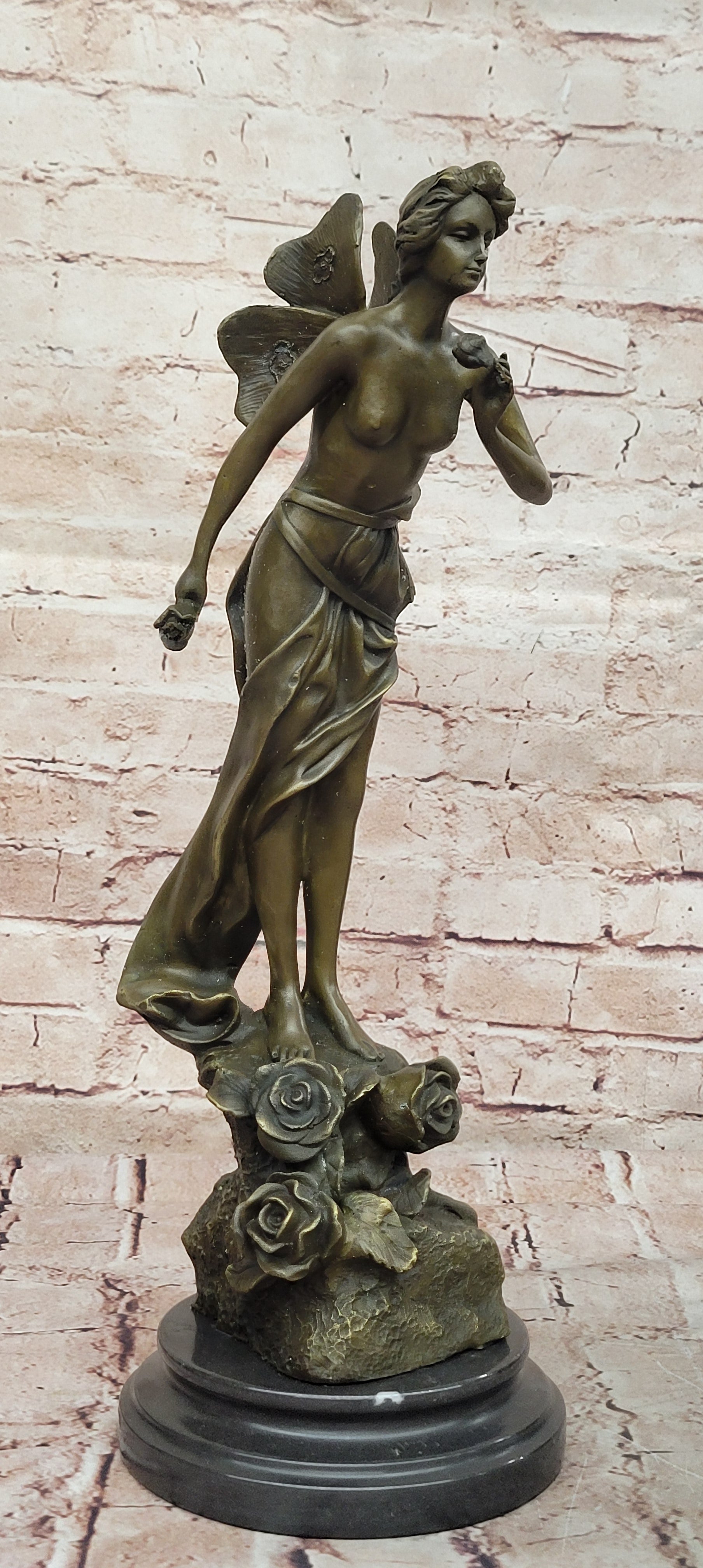 Signed Large Forest Fairy Villlanis Bronze Deco Statue Sculpture Figurine Art Deco